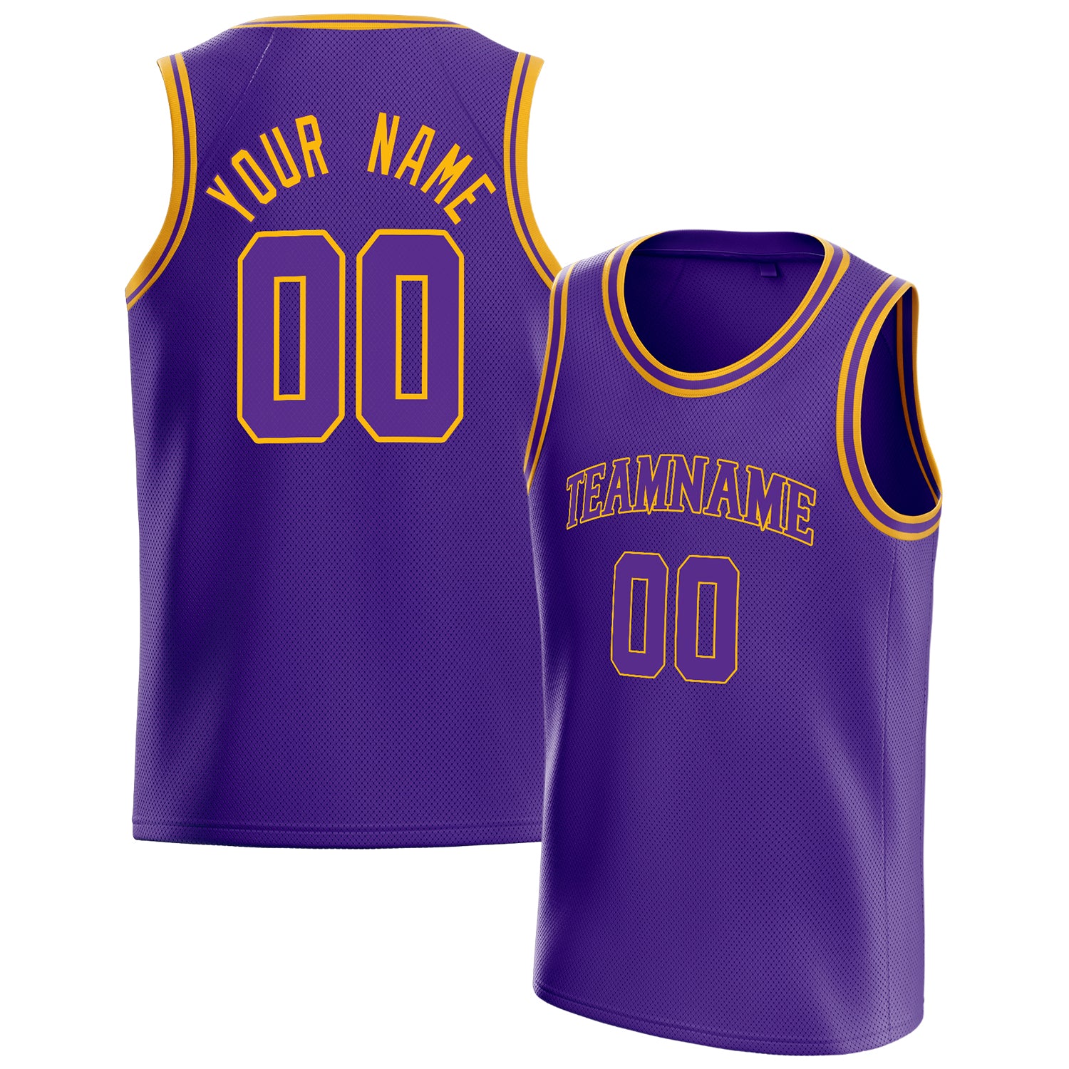 Benutzerdefiniertes Professionelles Lila Gold Basketballtrikot BS01240621JG135