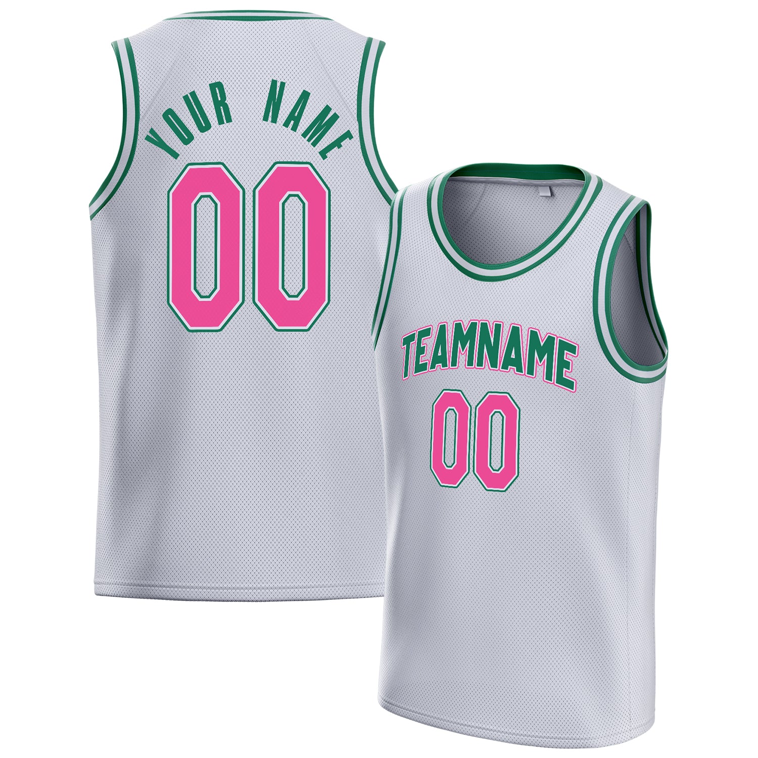 Benutzerdefiniertes Professionelles Weiß Rosa Basketballtrikot BS01240621KZ184