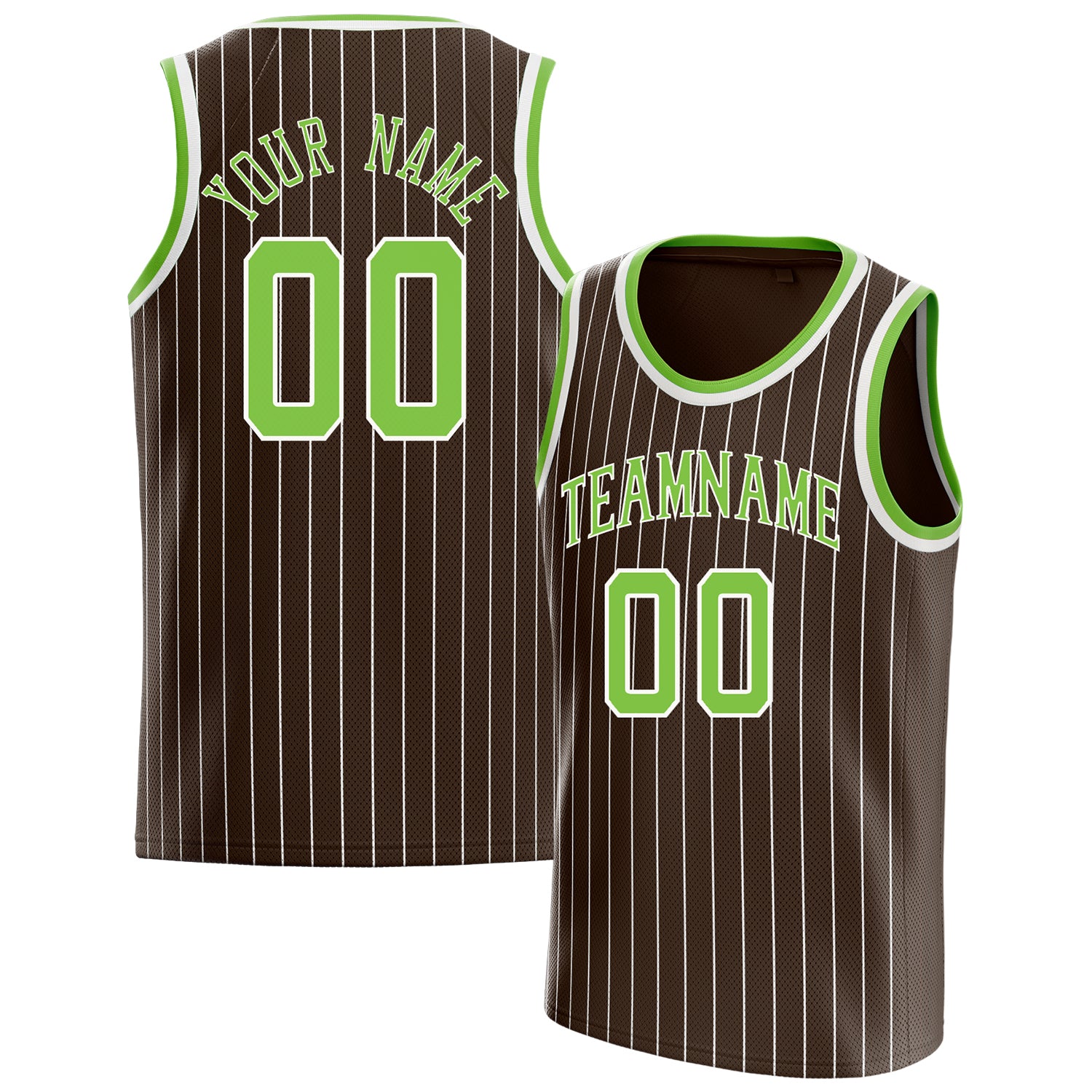 Benutzerdefiniertes Professionelles Braun Neongrün Basketballtrikot BS01240621SH041