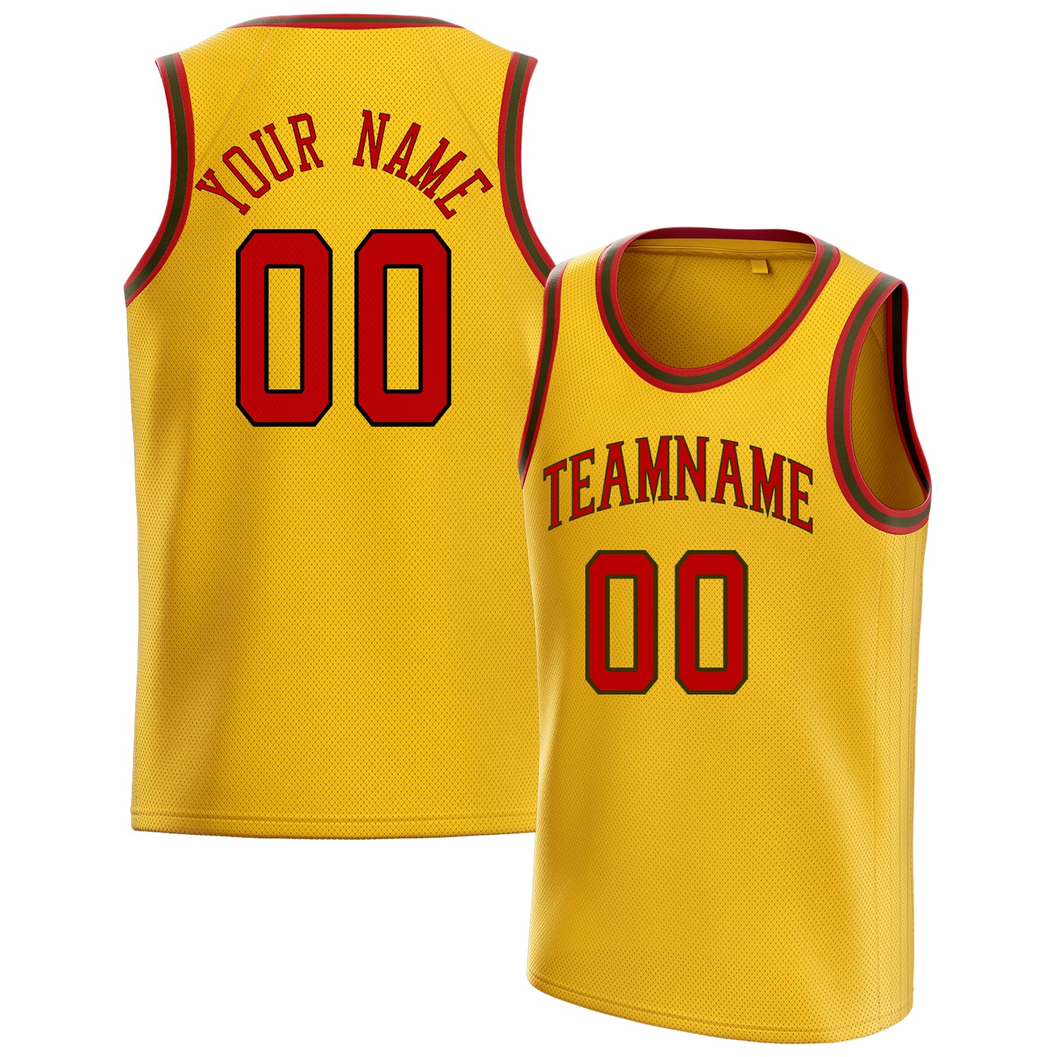 Benutzerdefiniertes Professionelles Gold Rot Basketballtrikot BS01240621SH065