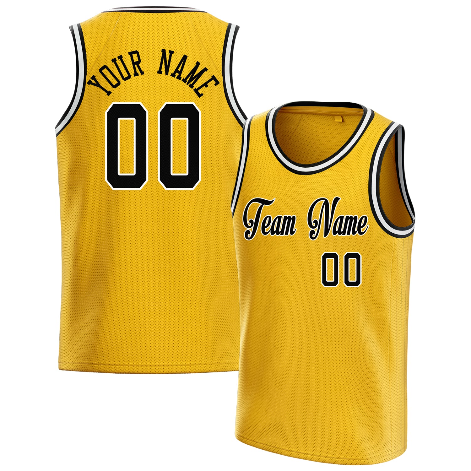 Benutzerdefiniertes Professionelles Gold Schwarz Basketballtrikot BS01240621SH070