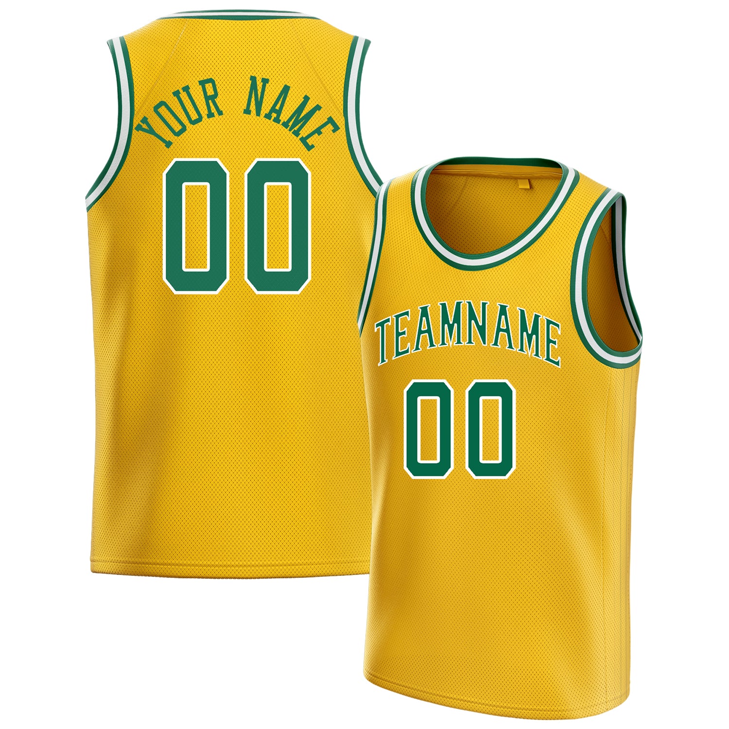 Benutzerdefiniertes Professionelles Gold Kelly Grün Basketballtrikot BS01240621SH071