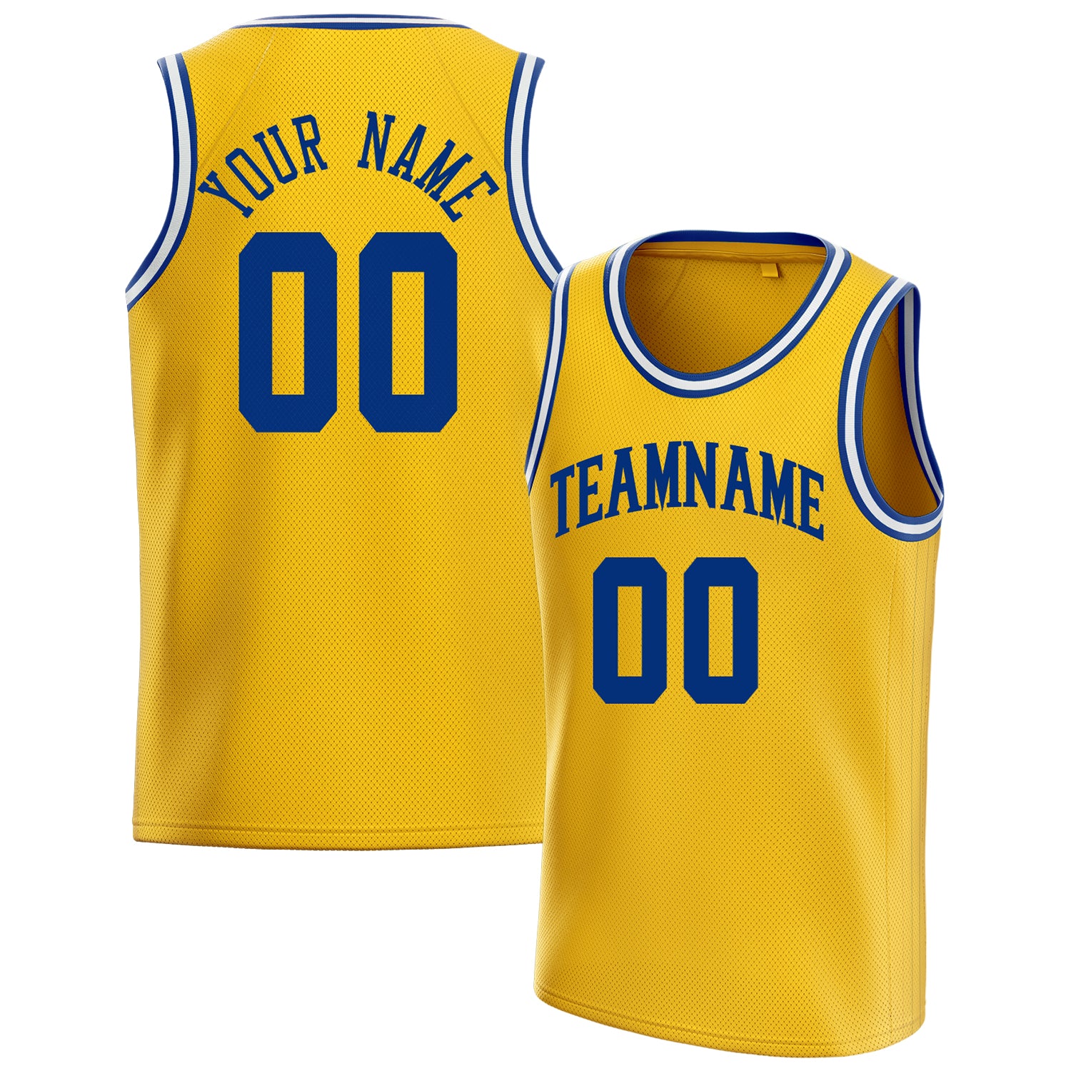 Benutzerdefiniertes Professionelles Gold Königsblau Basketballtrikot BS01240621SH072