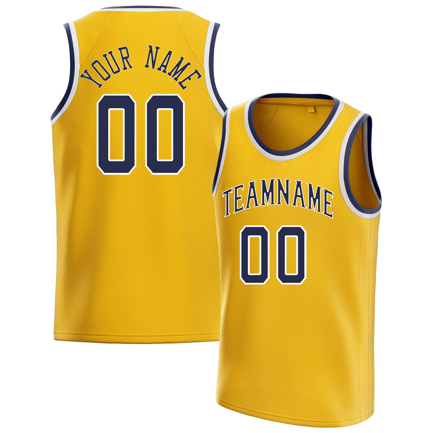 Benutzerdefiniertes Professionelles Gold Marineblau Basketballtrikot BS01240621SH075