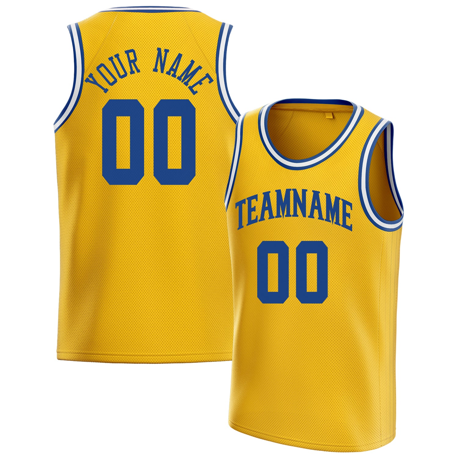 Benutzerdefiniertes Professionelles Gold Königsblau Basketballtrikot BS01240621SH079