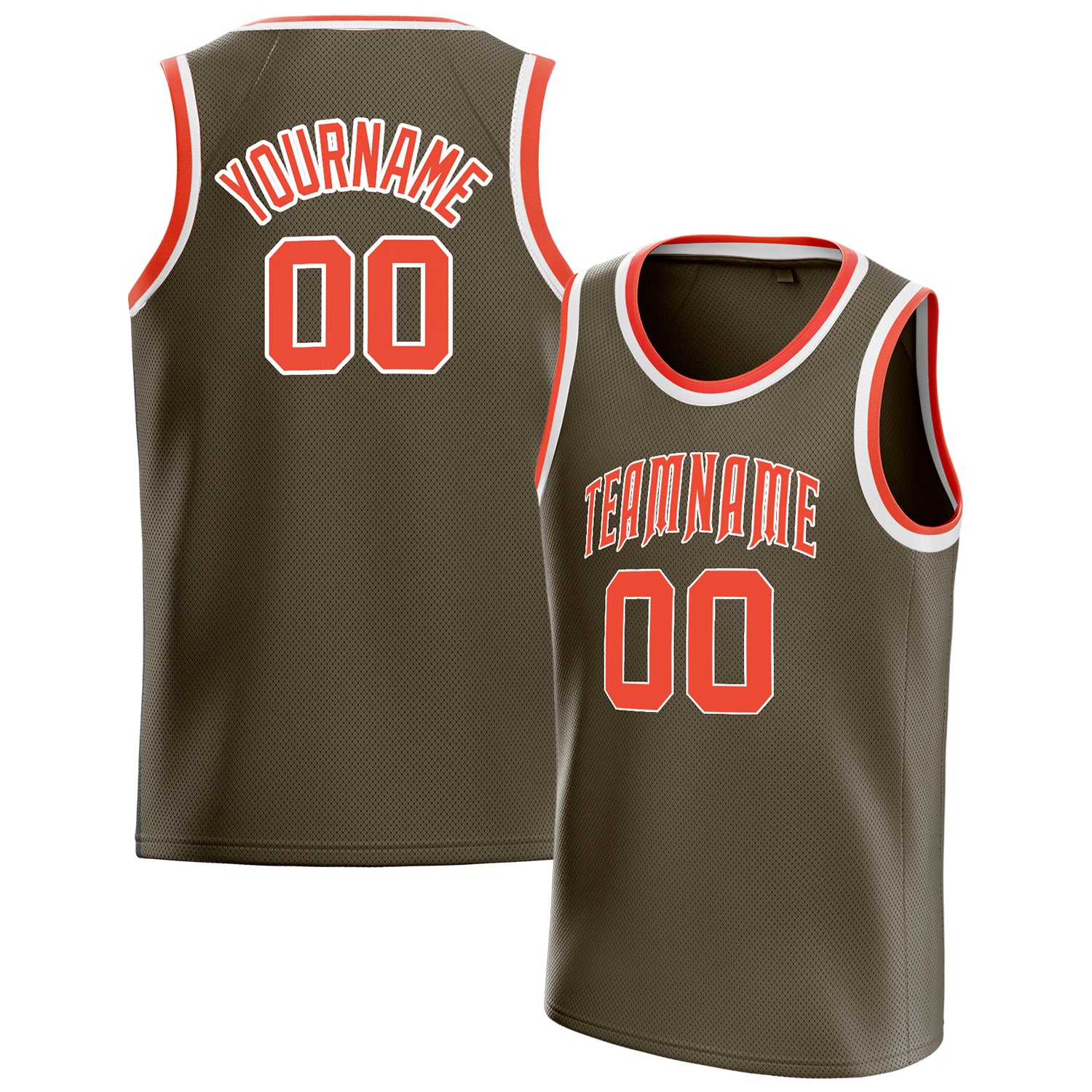 Benutzerdefiniertes Professionelles Oliv Orange Basketballtrikot BS01240621XE216