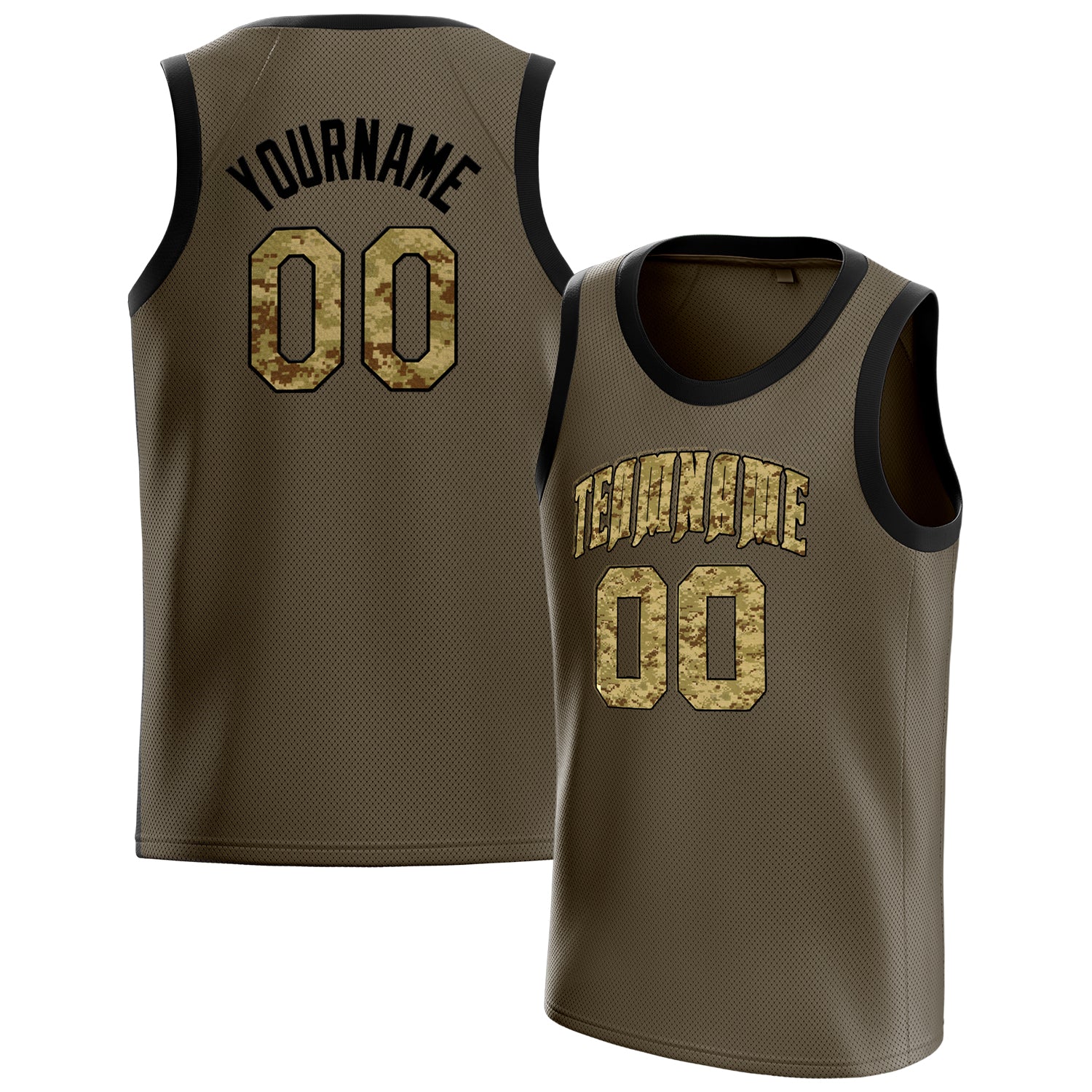 Benutzerdefiniertes Professionelles Oliv Camo Basketballtrikot BS01240621XE221