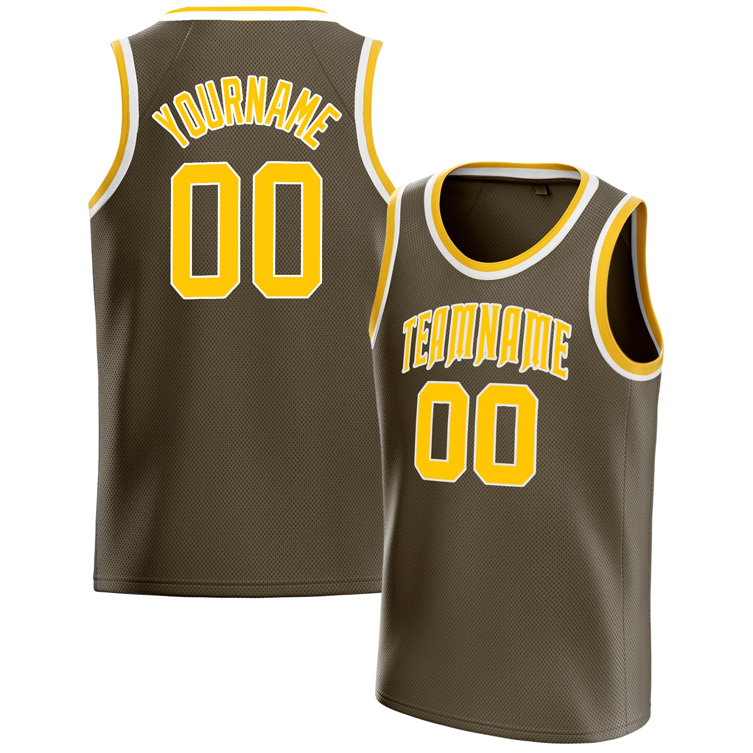 Benutzerdefiniertes Professionelles Oliv Gold Basketballtrikot BS01240621XE223