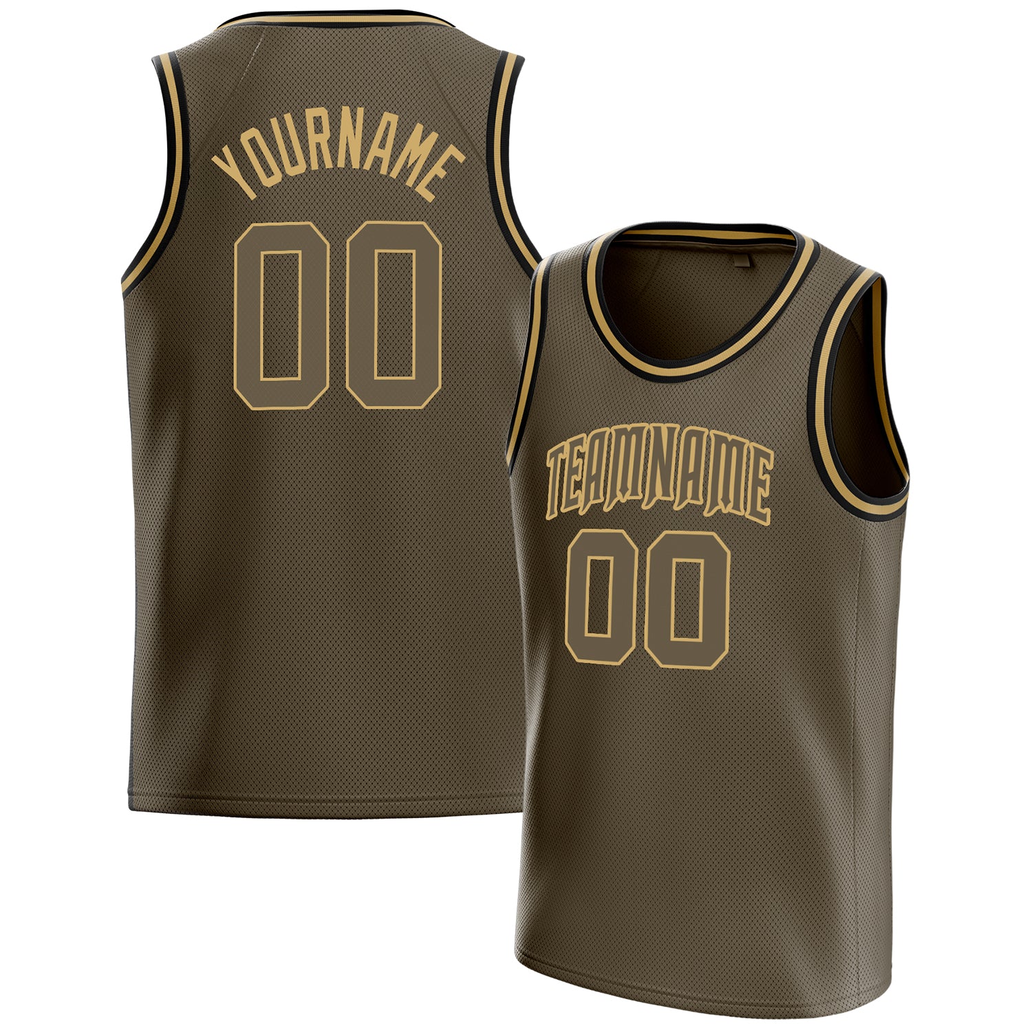 Benutzerdefiniertes Professionelles Oliv Old-Gold Basketballtrikot BS01240621XE225