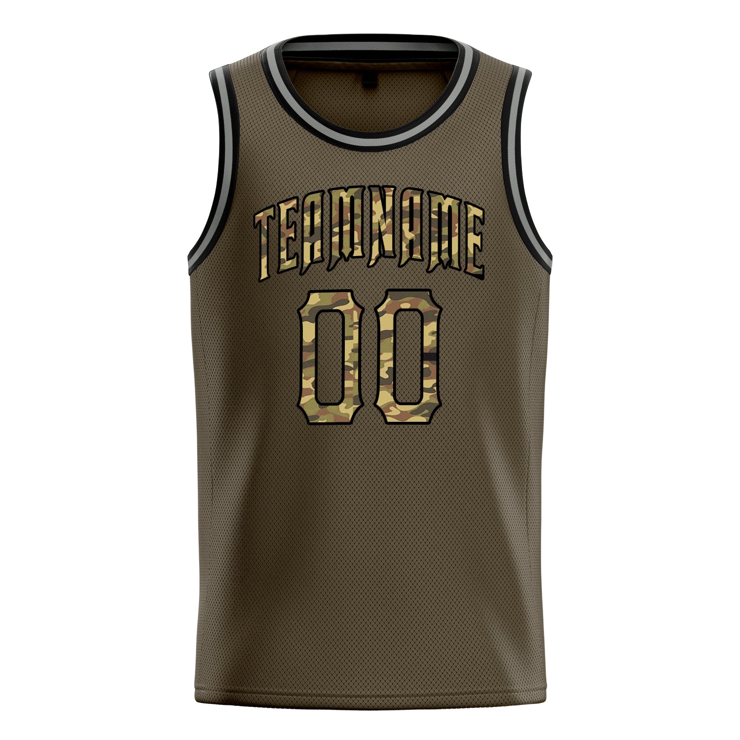 Benutzerdefiniertes Professionelles Oliv Camo Basketballtrikot