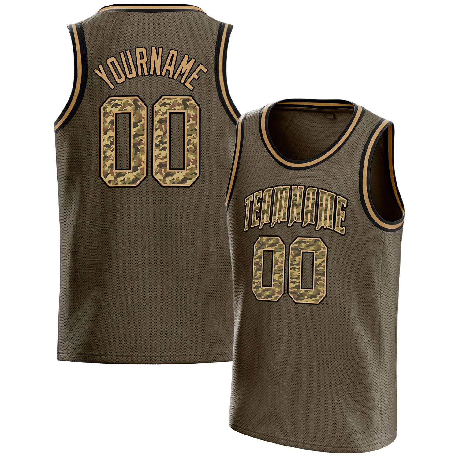 Benutzerdefiniertes Professionelles Oliv Camo Basketballtrikot BS01240621XE231