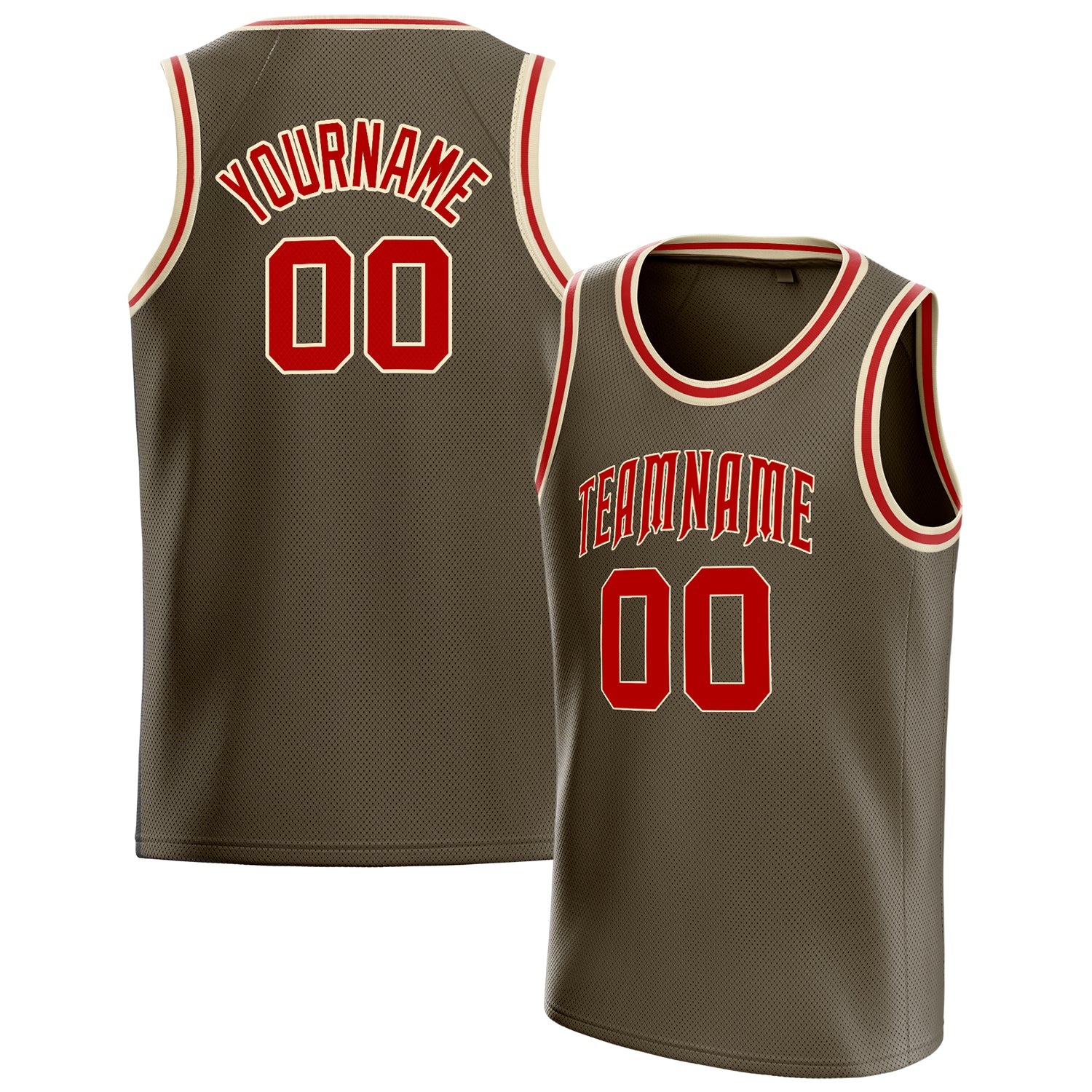 Benutzerdefiniertes Professionelles Oliv Rot Basketballtrikot BS01240621XE234