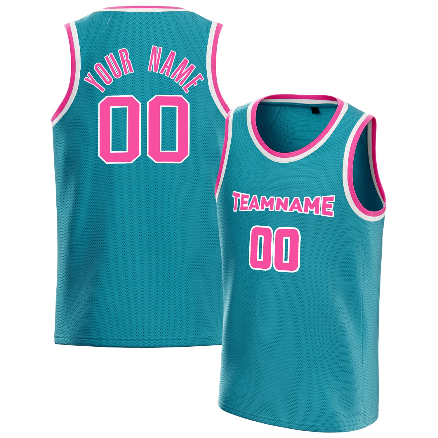 Benutzerdefiniertes Professionelles Blaugrün Rosa Basketballtrikot BS01240621XF238