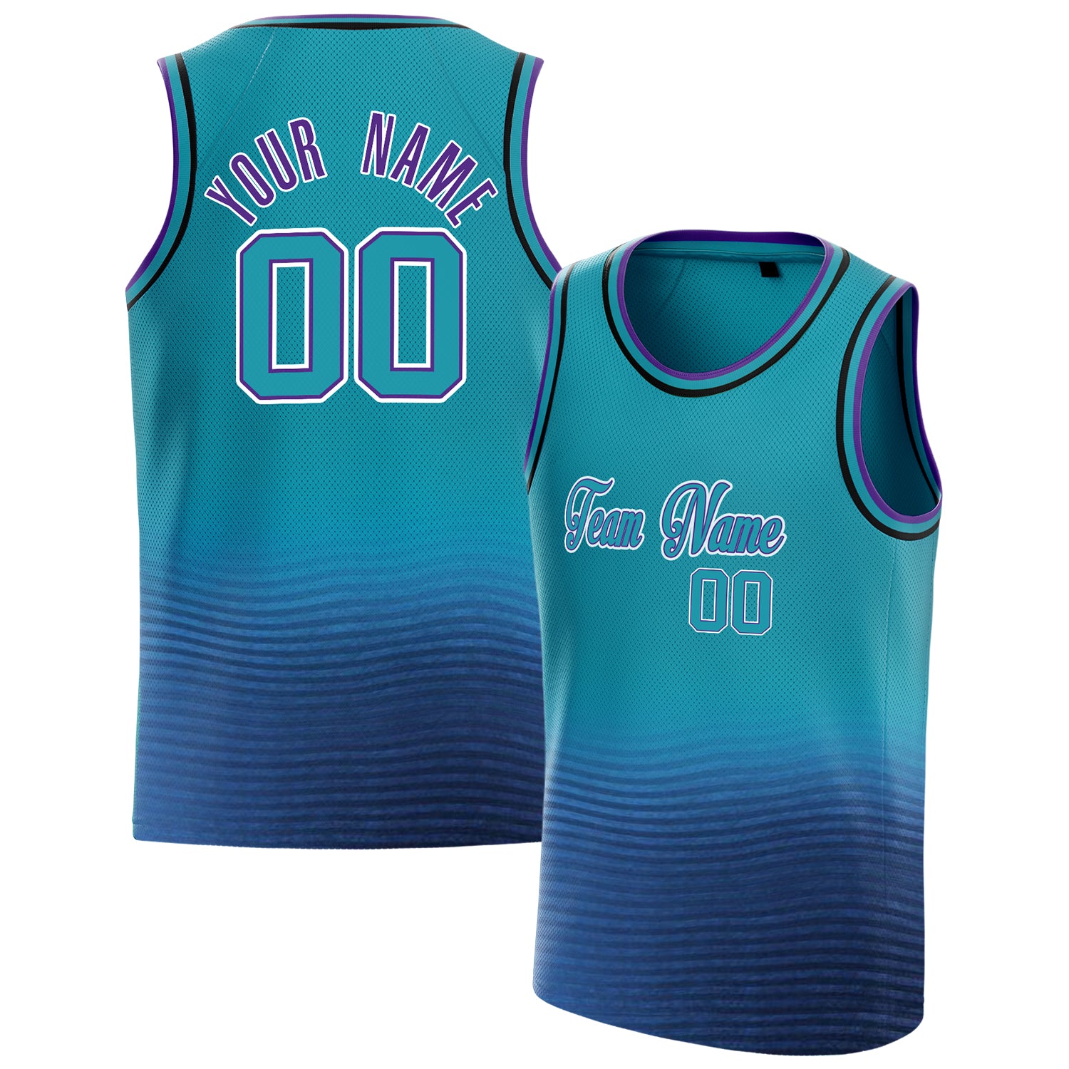 Benutzerdefiniertes Professionelles Blaugrün Lila Basketballtrikot BS01240621XF239