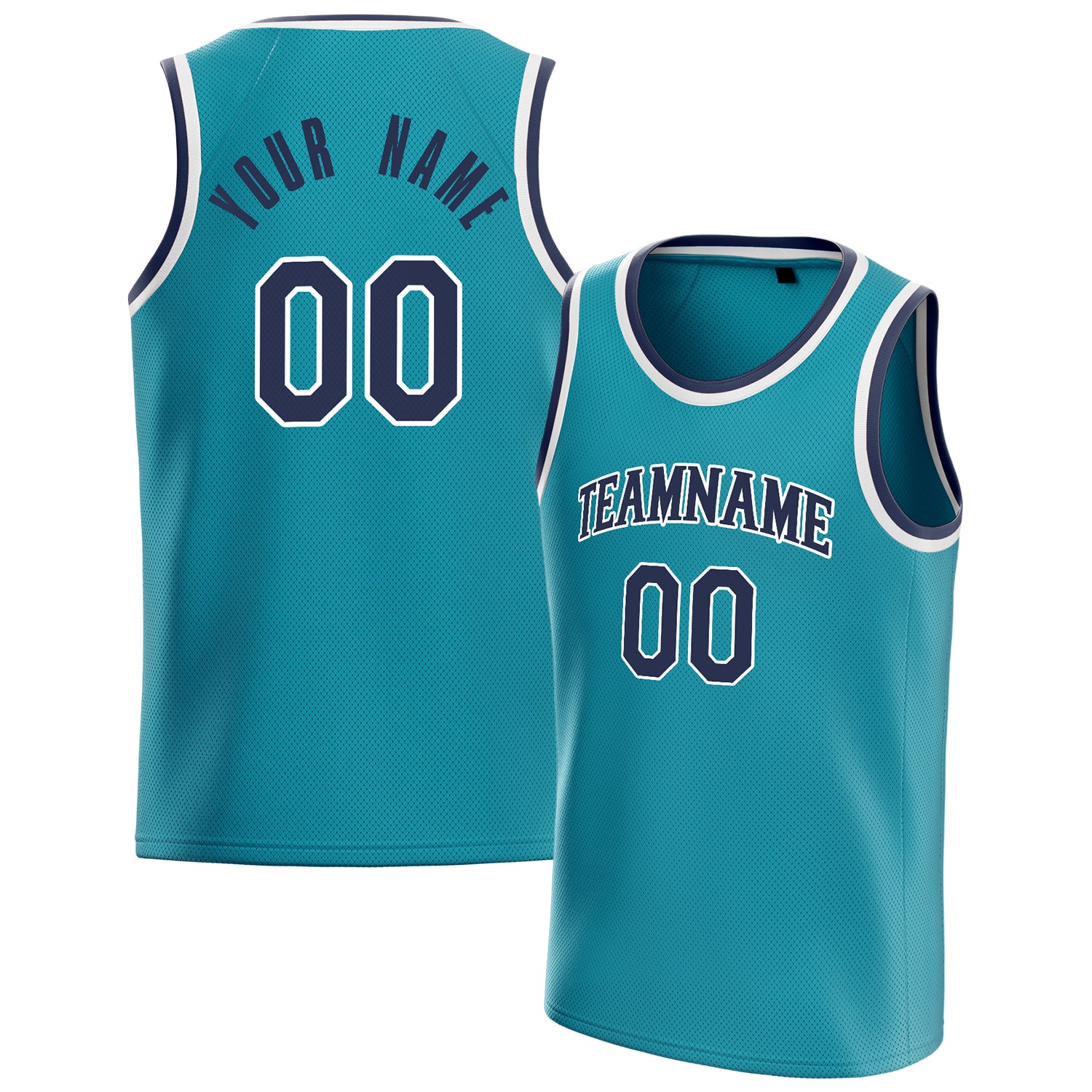 Benutzerdefiniertes Professionelles Blaugrün Marineblau Basketballtrikot BS01240621XF241