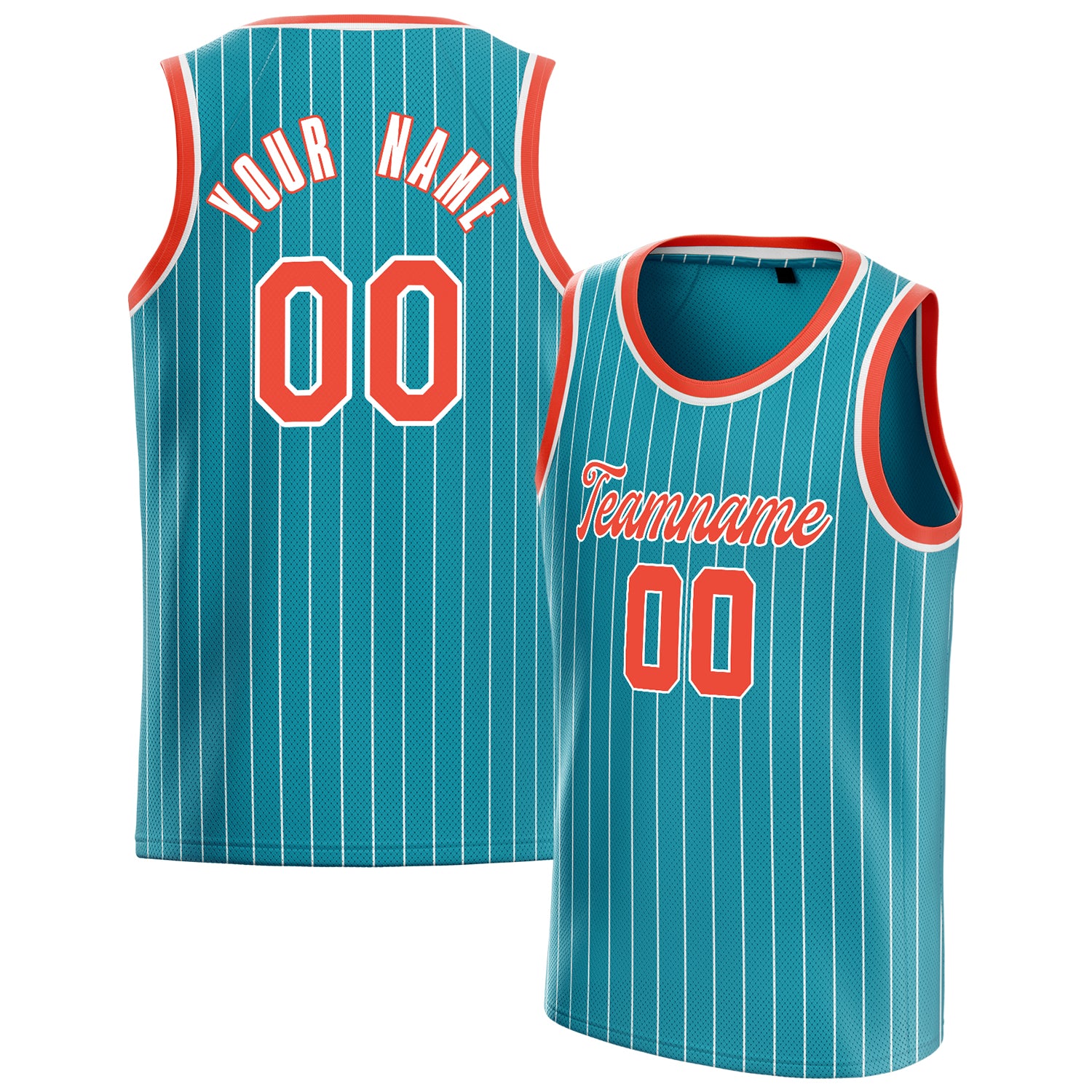 Benutzerdefiniertes Professionelles Blaugrün Orange Basketballtrikot BS01240621XF247