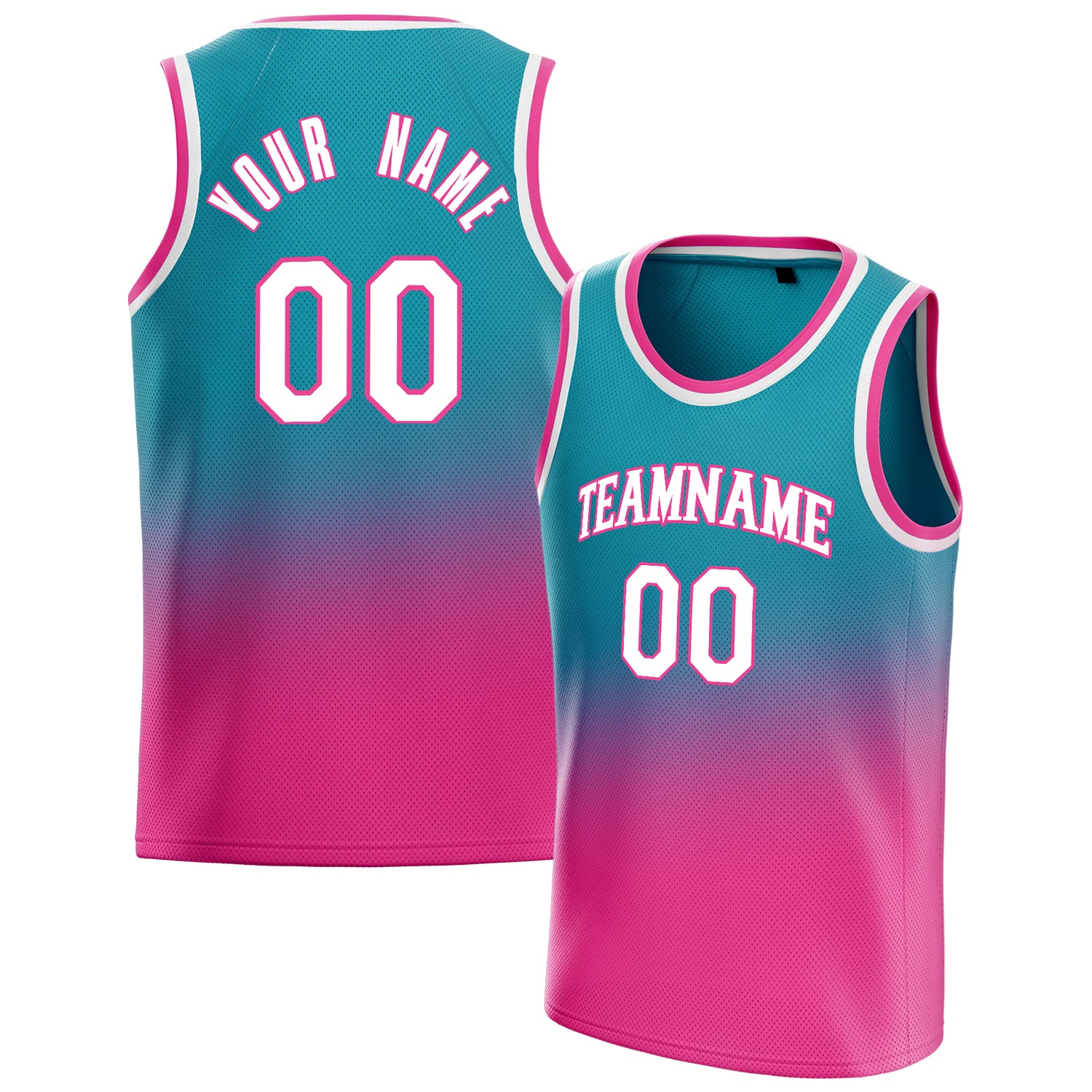 Benutzerdefiniertes Professionelles Blaugrün Rosa Basketballtrikot BS01240621XF250