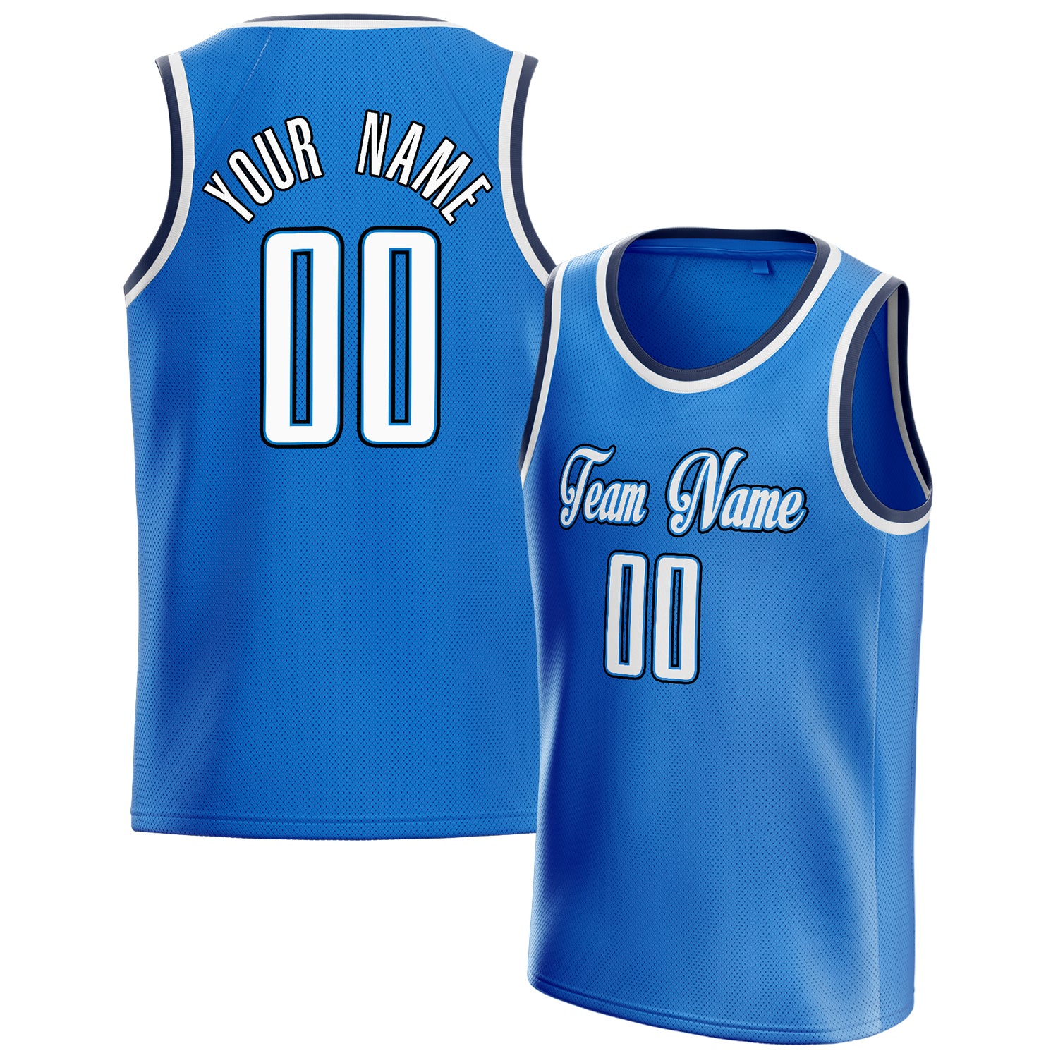 Benutzerdefiniertes Professionelles Blau Weiß Basketballtrikot BS01240621XY028