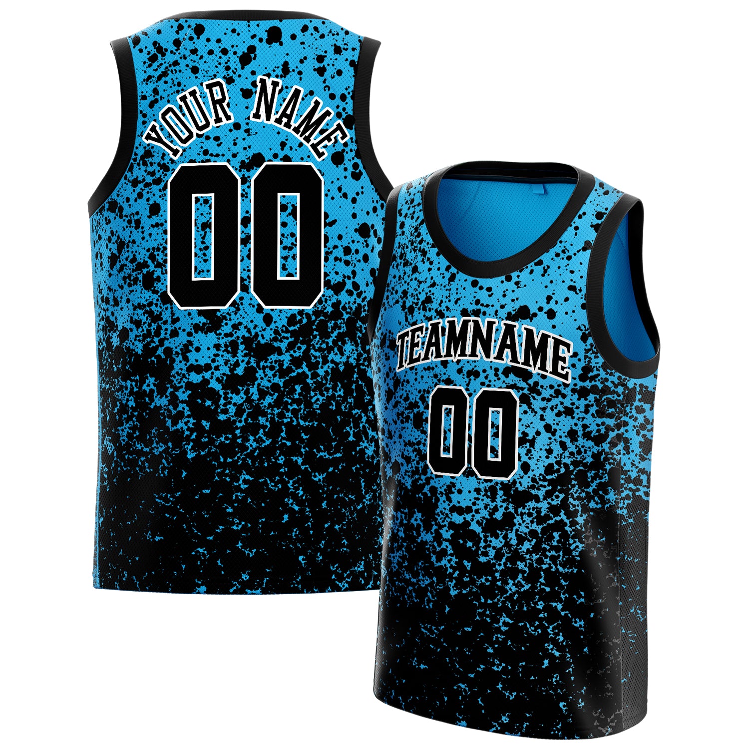 Benutzerdefiniertes Professionelles Blau Schwarz Basketballtrikot BS01240621XY035