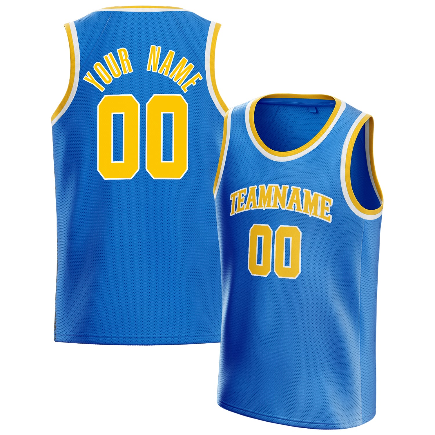 Benutzerdefiniertes Professionelles Blau Gold Basketballtrikot BS01240621XY036