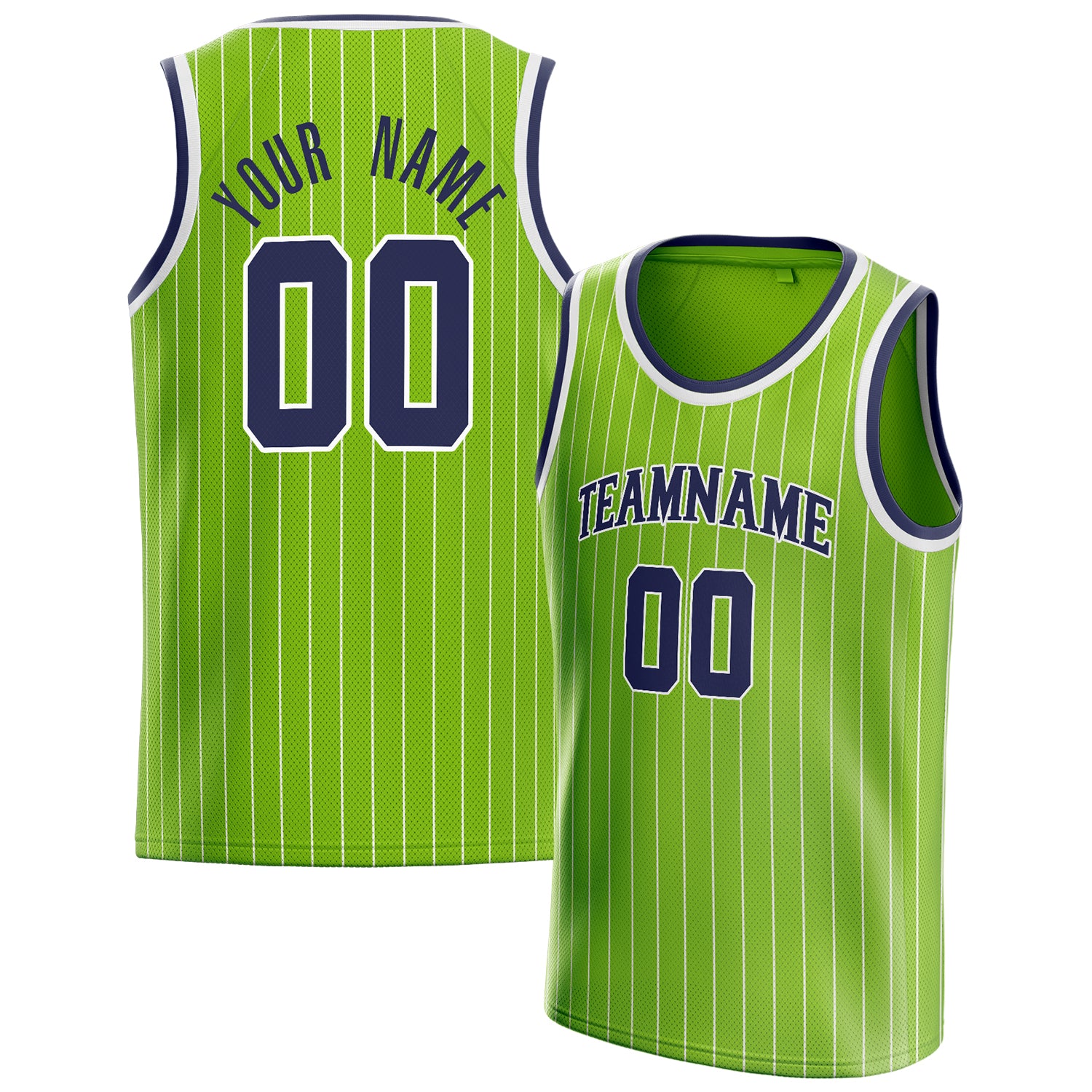 Benutzerdefiniertes Professionelles Neongrün Marineblau Basketballtrikot BS01240621XY084