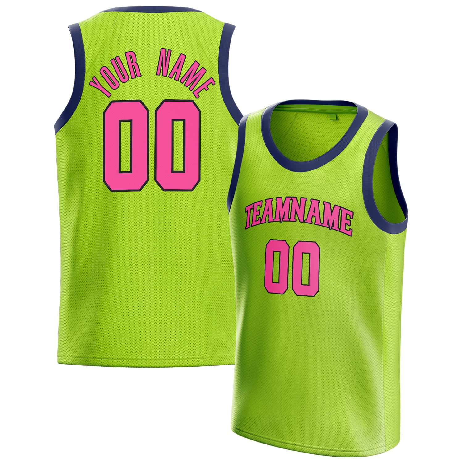 Benutzerdefiniertes Professionelles Neongrün Rosa Basketballtrikot BS01240621XY085