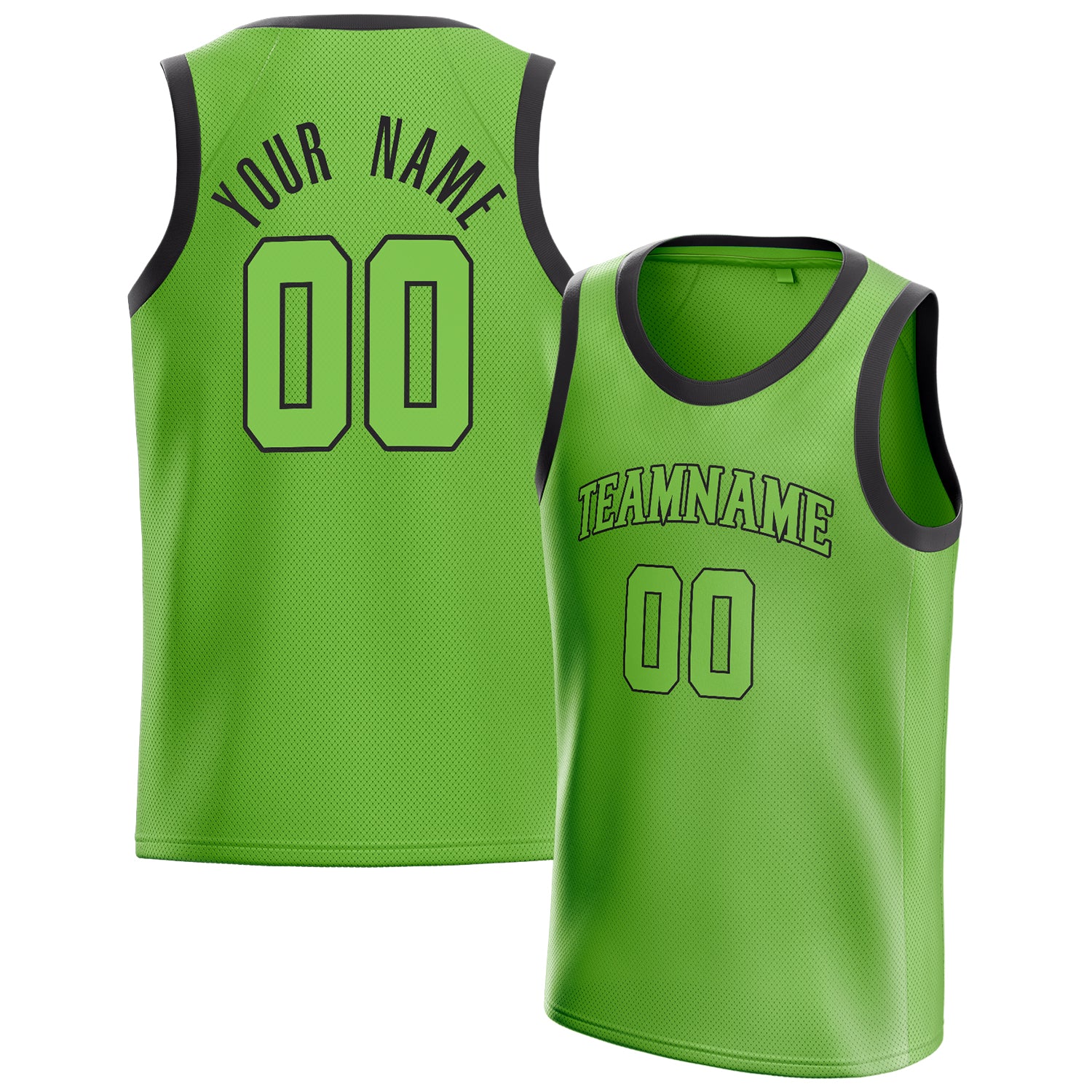 Benutzerdefiniertes Professionelles Neongrün Schwarz Basketballtrikot BS01240621XY086