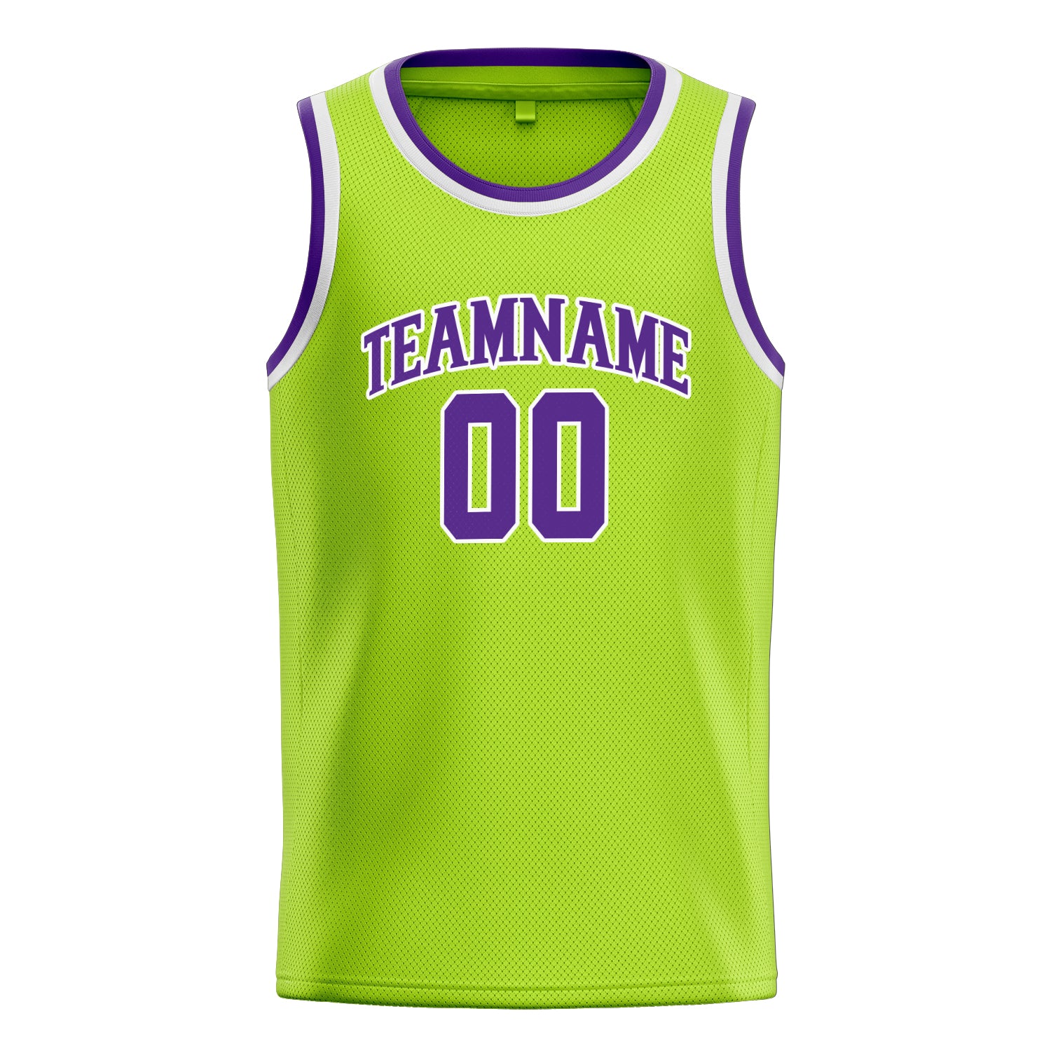 Benutzerdefiniertes Professionelles Neongrün Lila Basketballtrikot