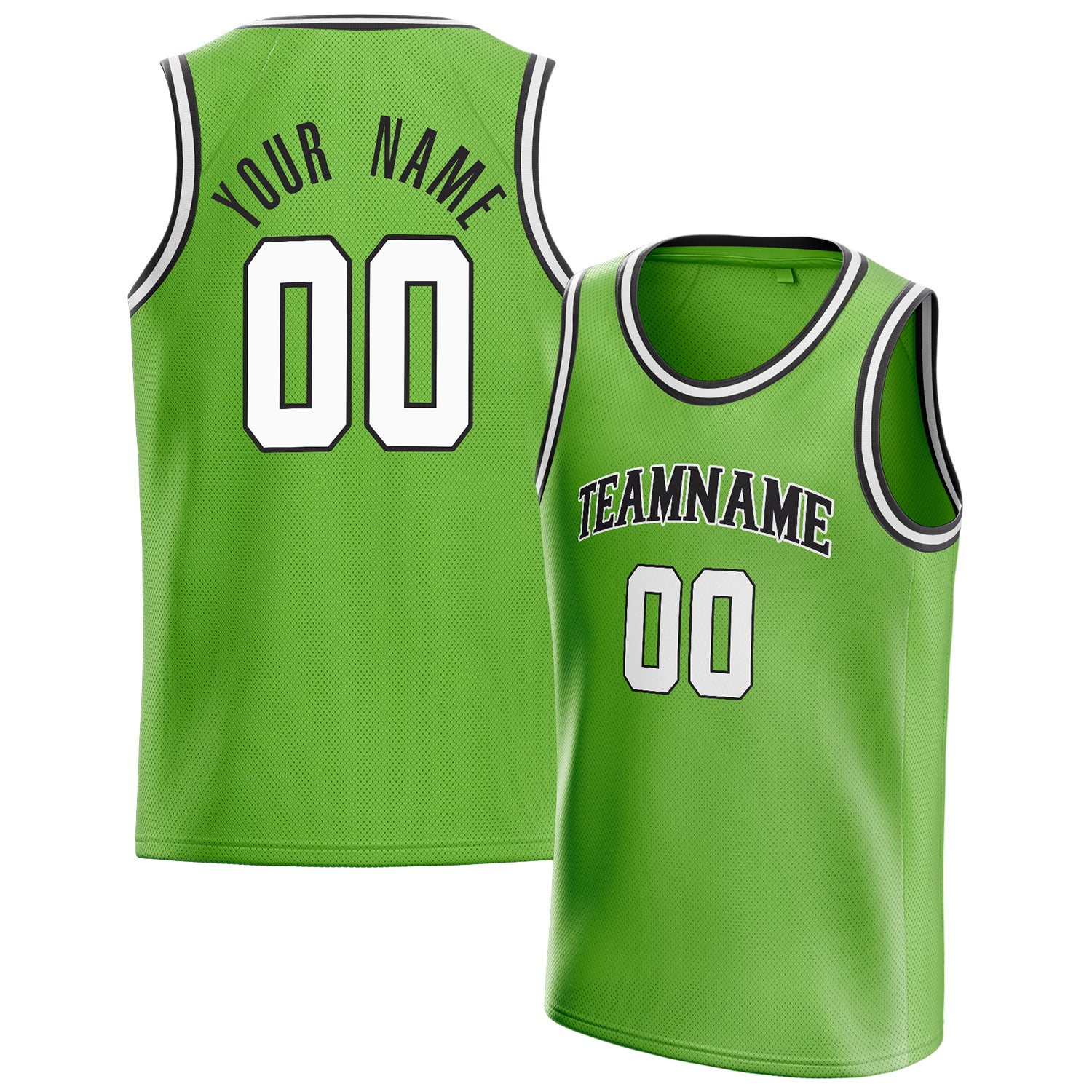 Benutzerdefiniertes Professionelles Neongrün Weiß Basketballtrikot BS01240621XY088