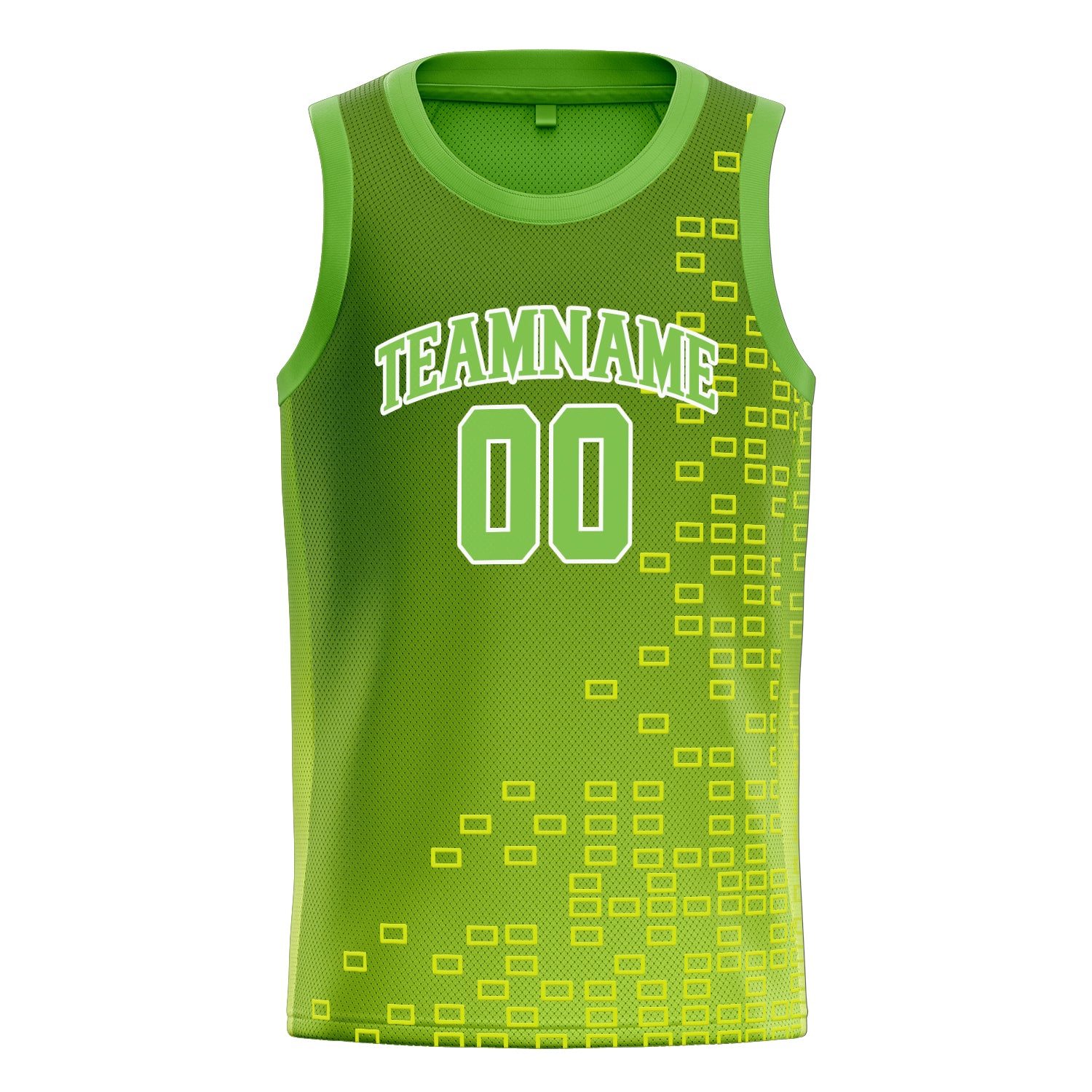 Benutzerdefiniertes Professionelles Neongrün Weiß Basketballtrikot