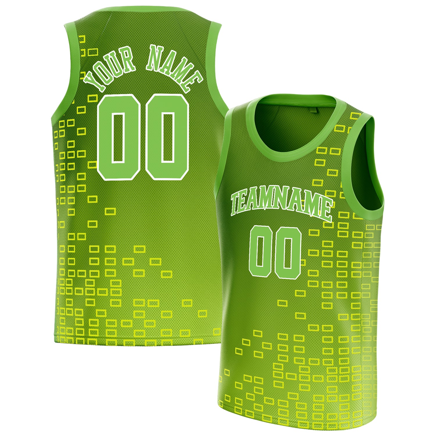 Benutzerdefiniertes Professionelles Neongrün Weiß Basketballtrikot BS01240621XY089