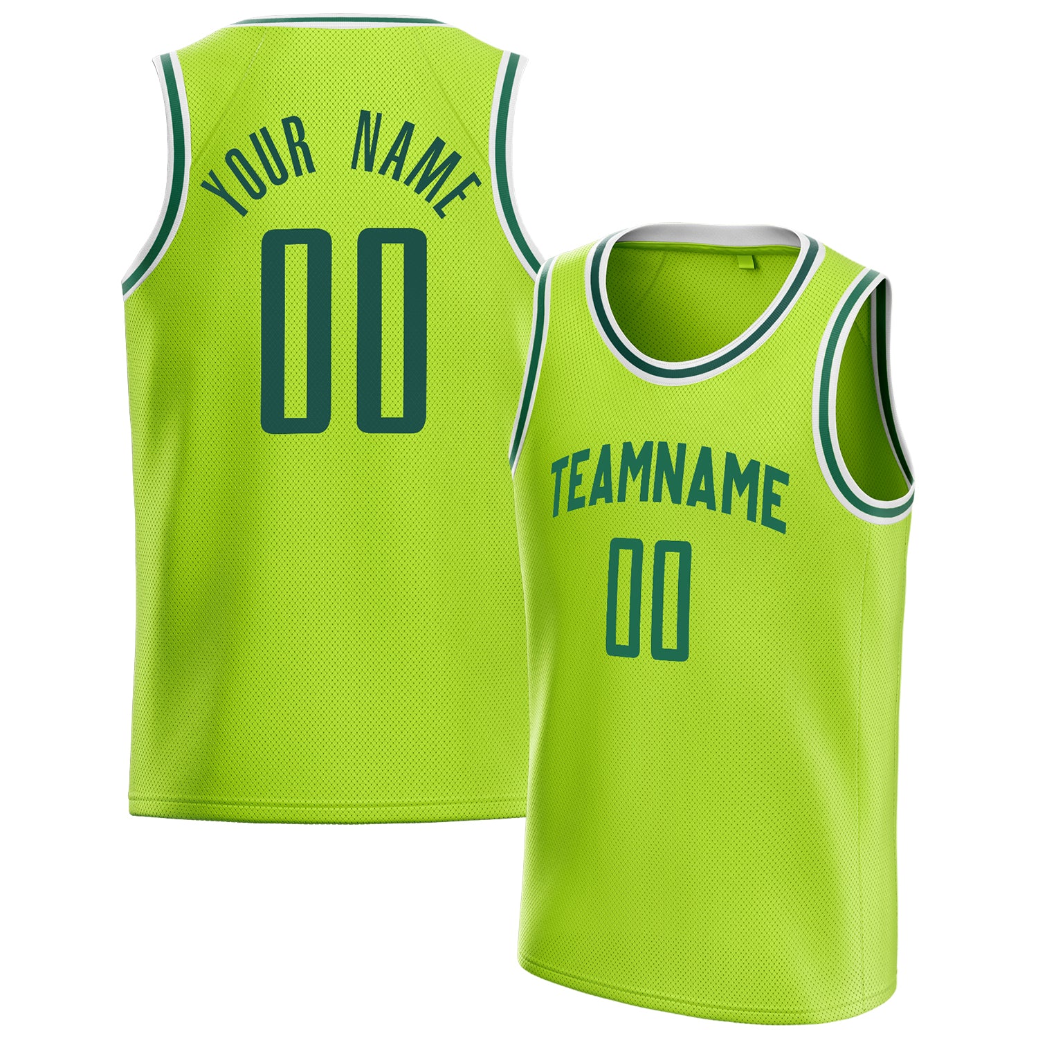 Benutzerdefiniertes Professionelles Neongrün Kelly Grün Basketballtrikot BS01240621XY090