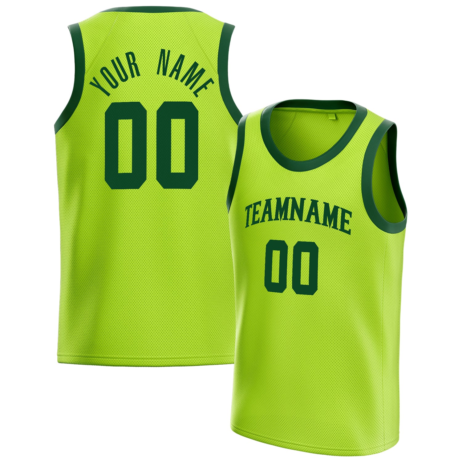 Benutzerdefiniertes Professionelles Neongrün Grün Basketballtrikot BS01240621XY091