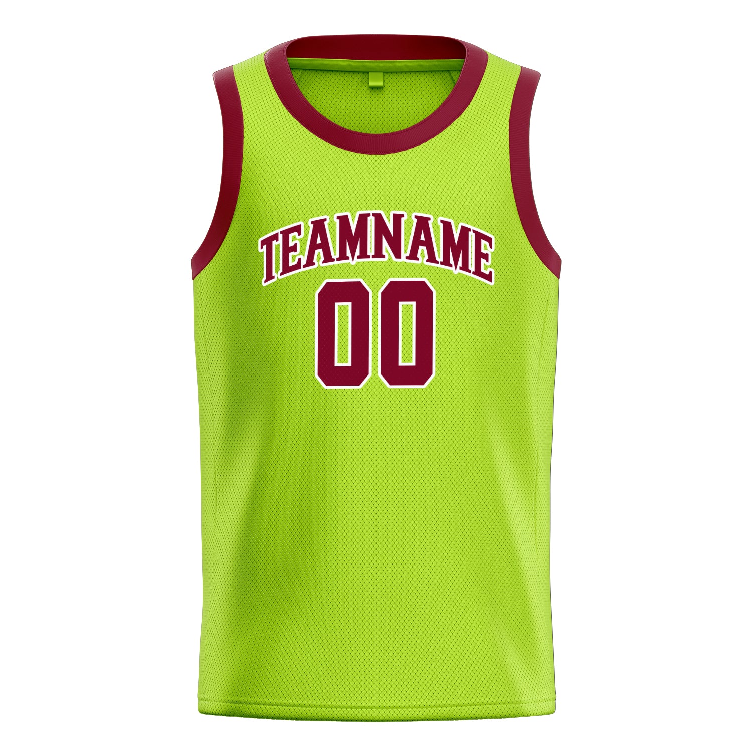 Benutzerdefiniertes Professionelles Neongrün Kastanienbraun Basketballtrikot