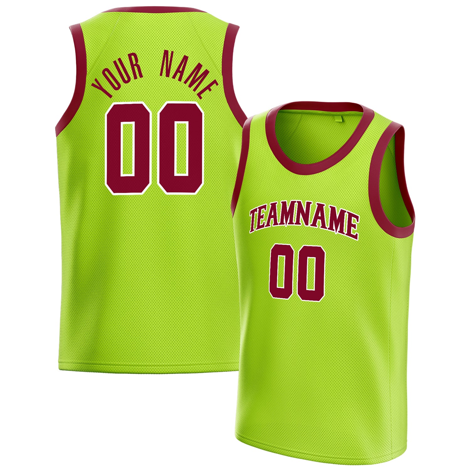 Benutzerdefiniertes Professionelles Neongrün Kastanienbraun Basketballtrikot BS01240621XY092