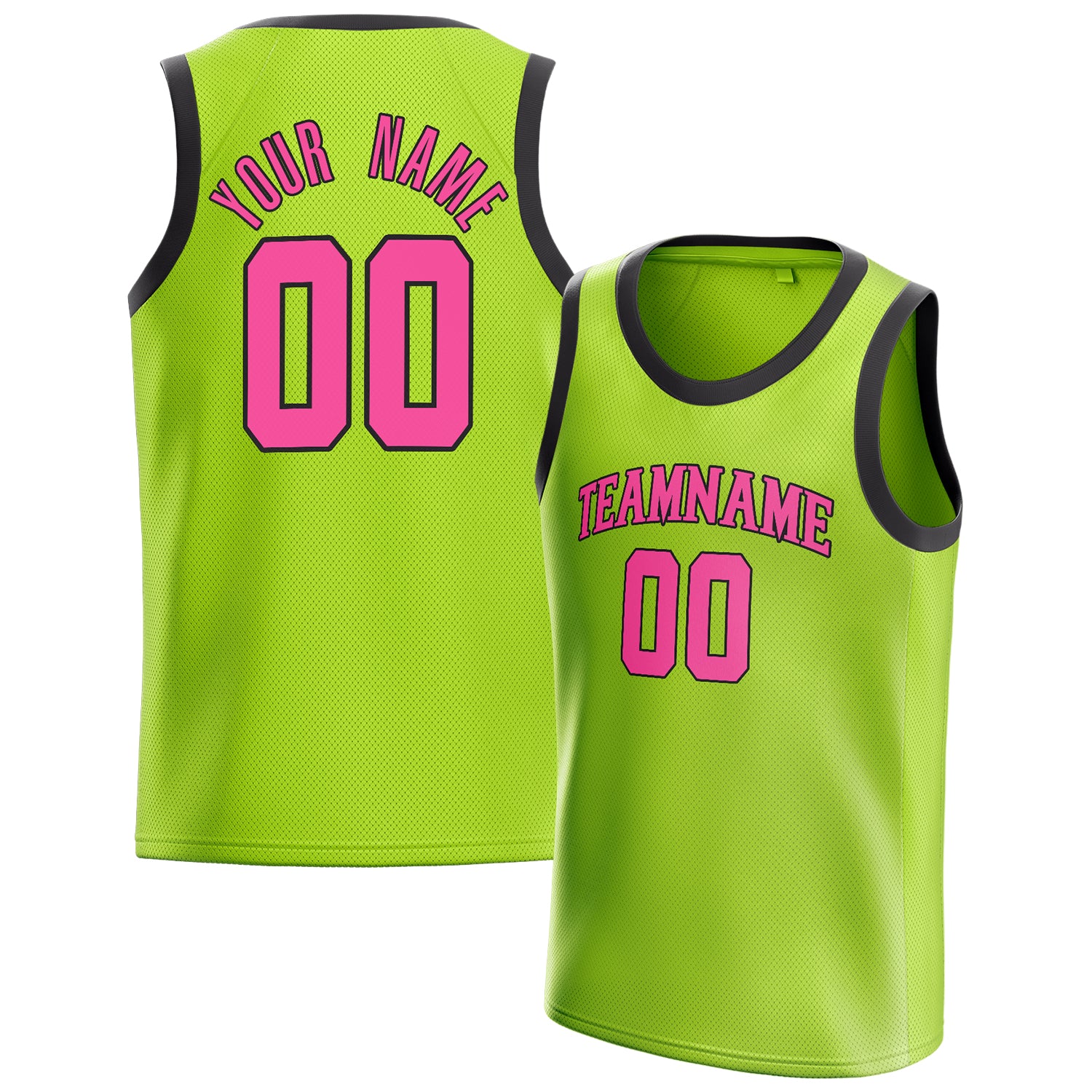 Benutzerdefiniertes Professionelles Neongrün Rosa Basketballtrikot BS01240621XY095