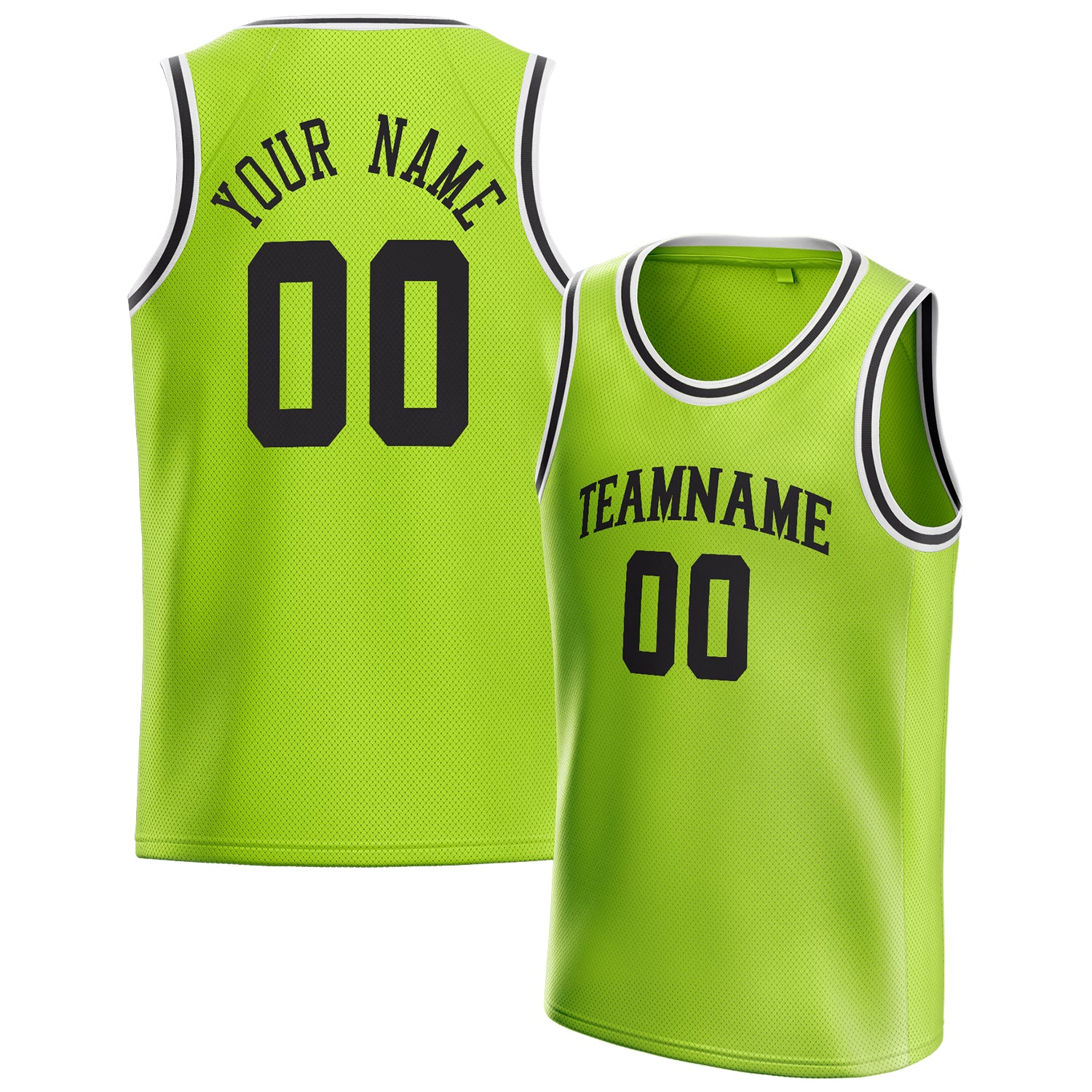 Benutzerdefiniertes Professionelles Neongrün Schwarz Basketballtrikot BS01240621XY097