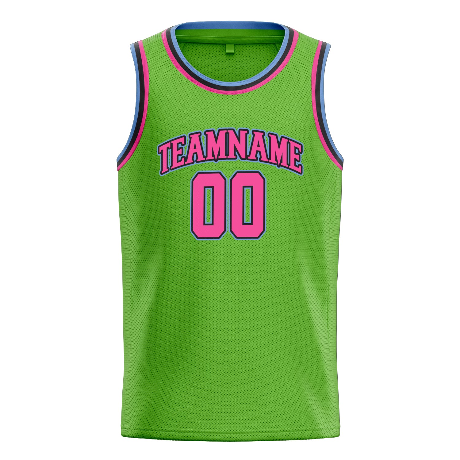 Benutzerdefiniertes Professionelles Neongrün Rosa Basketballtrikot