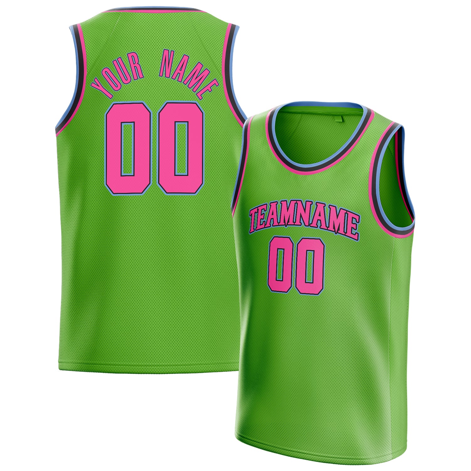 Benutzerdefiniertes Professionelles Neongrün Rosa Basketballtrikot BS01240621XY098