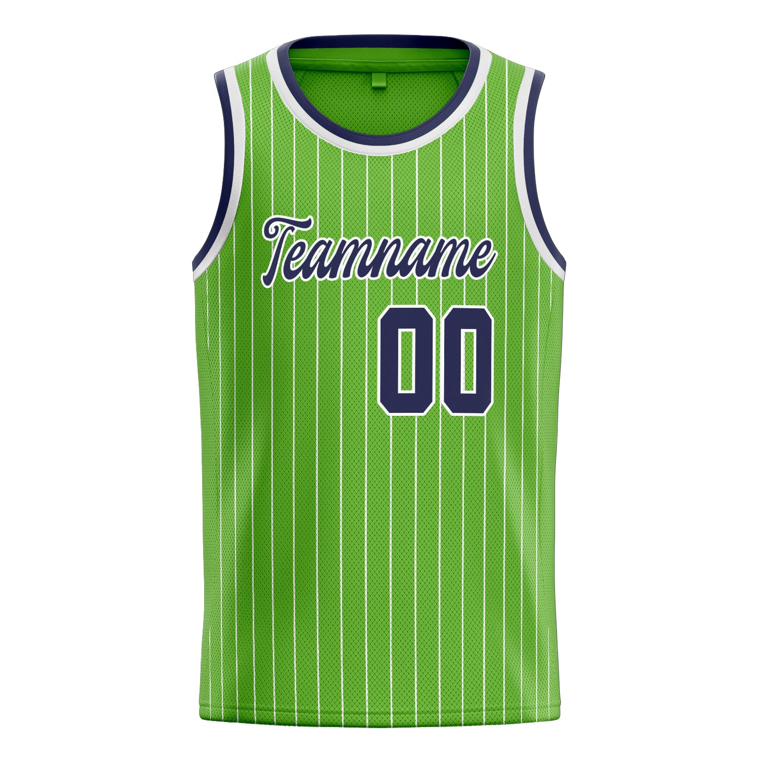 Benutzerdefiniertes Professionelles Neongrün Marineblau Basketballtrikot