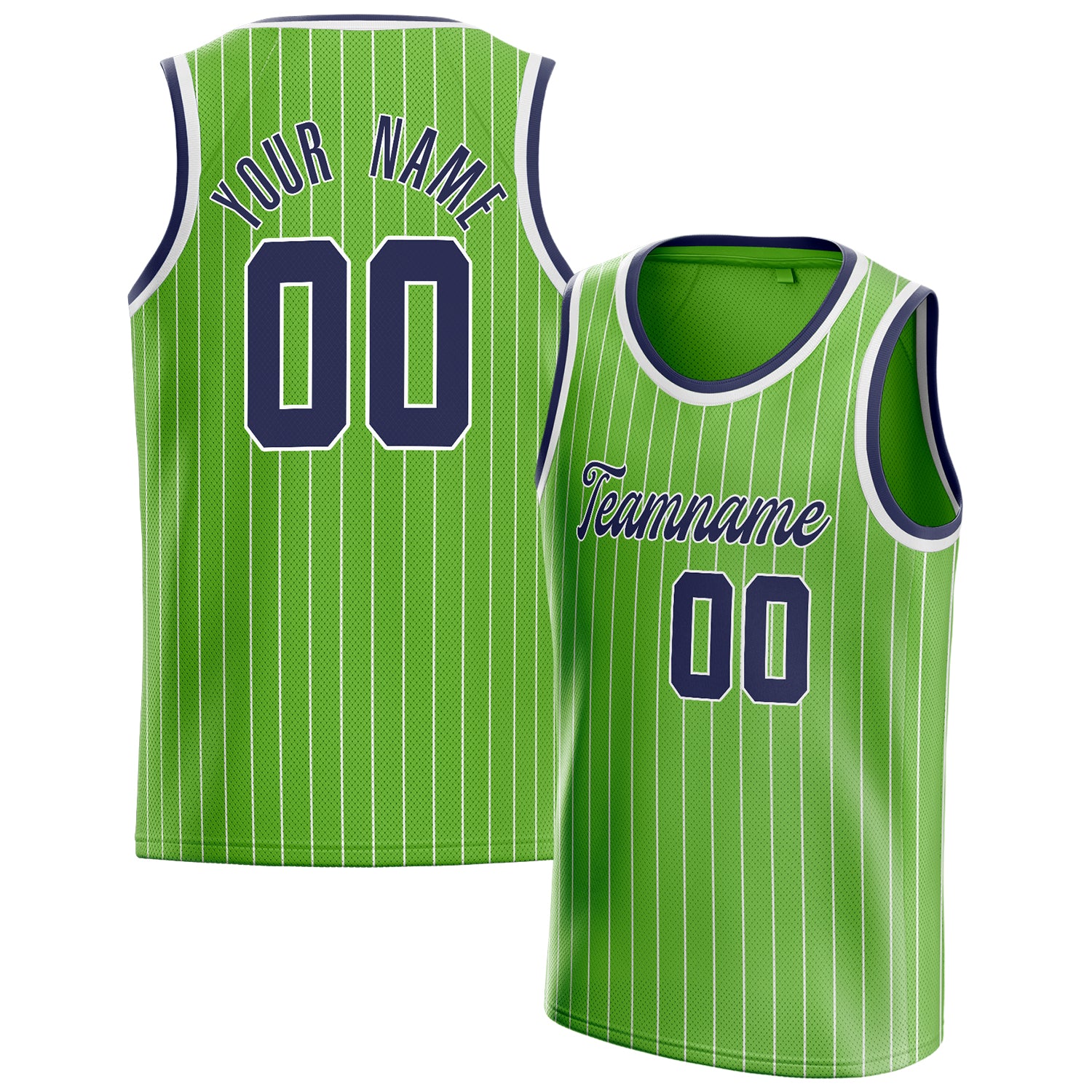 Benutzerdefiniertes Professionelles Neongrün Marineblau Basketballtrikot BS01240621XY100