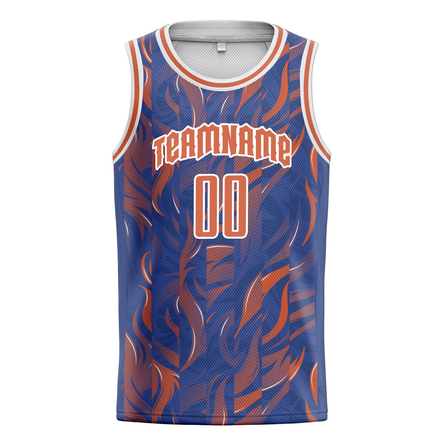 Benutzerdefiniertes Professionelles Orange Königsblau Basketballtrikot