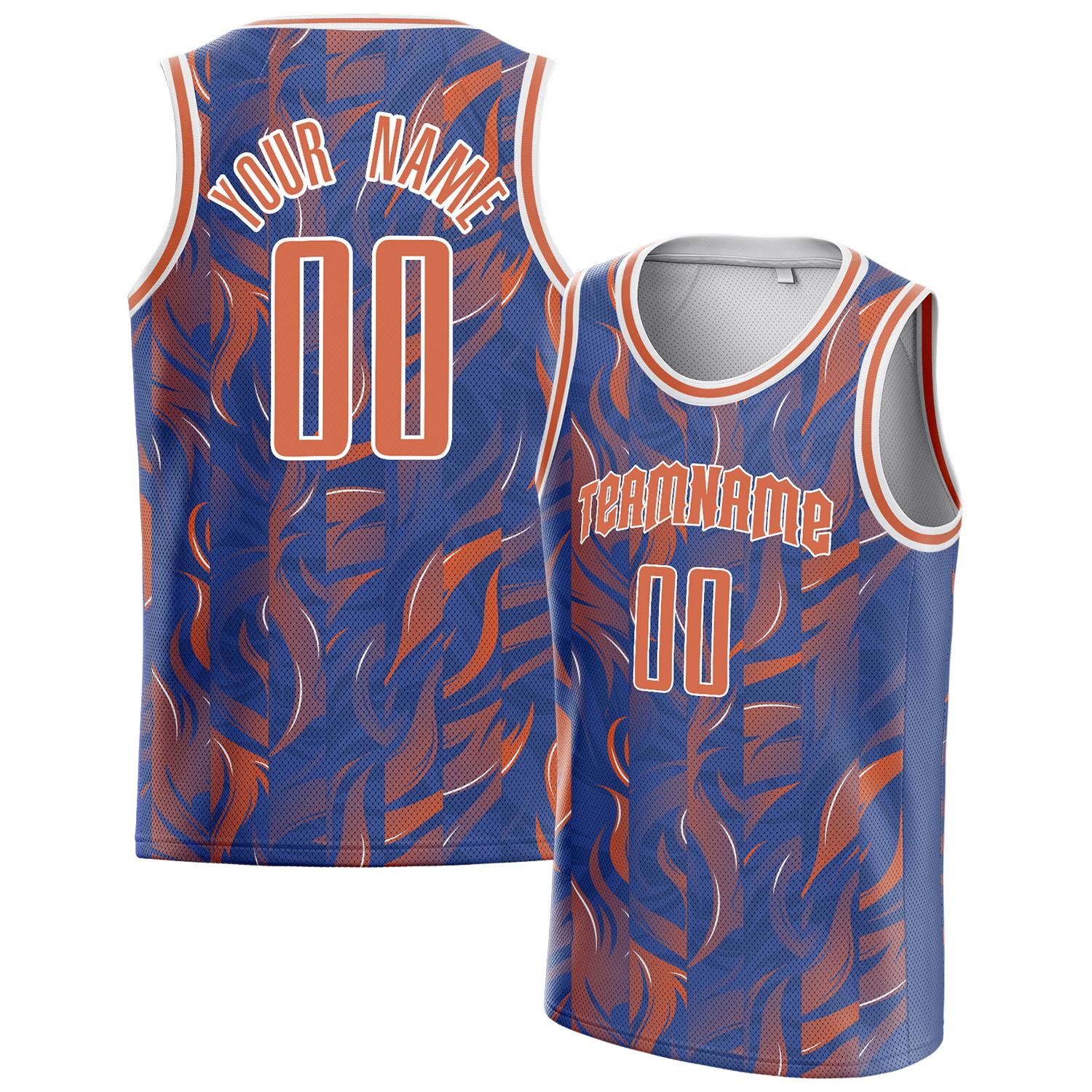 Benutzerdefiniertes Professionelles Orange Königsblau Basketballtrikot BS01240808JC012