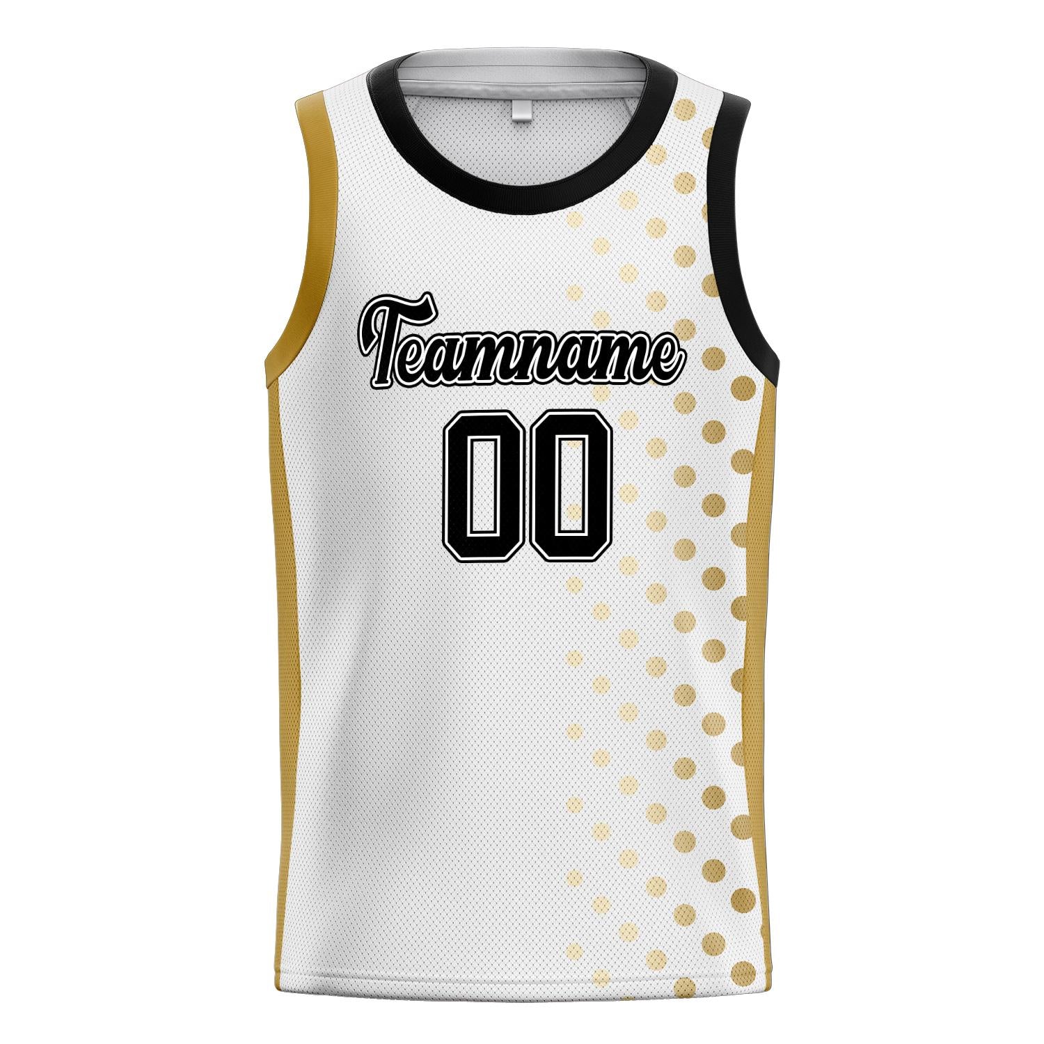 Benutzerdefiniertes Professionelles Weiß Altgold Basketballtrikot