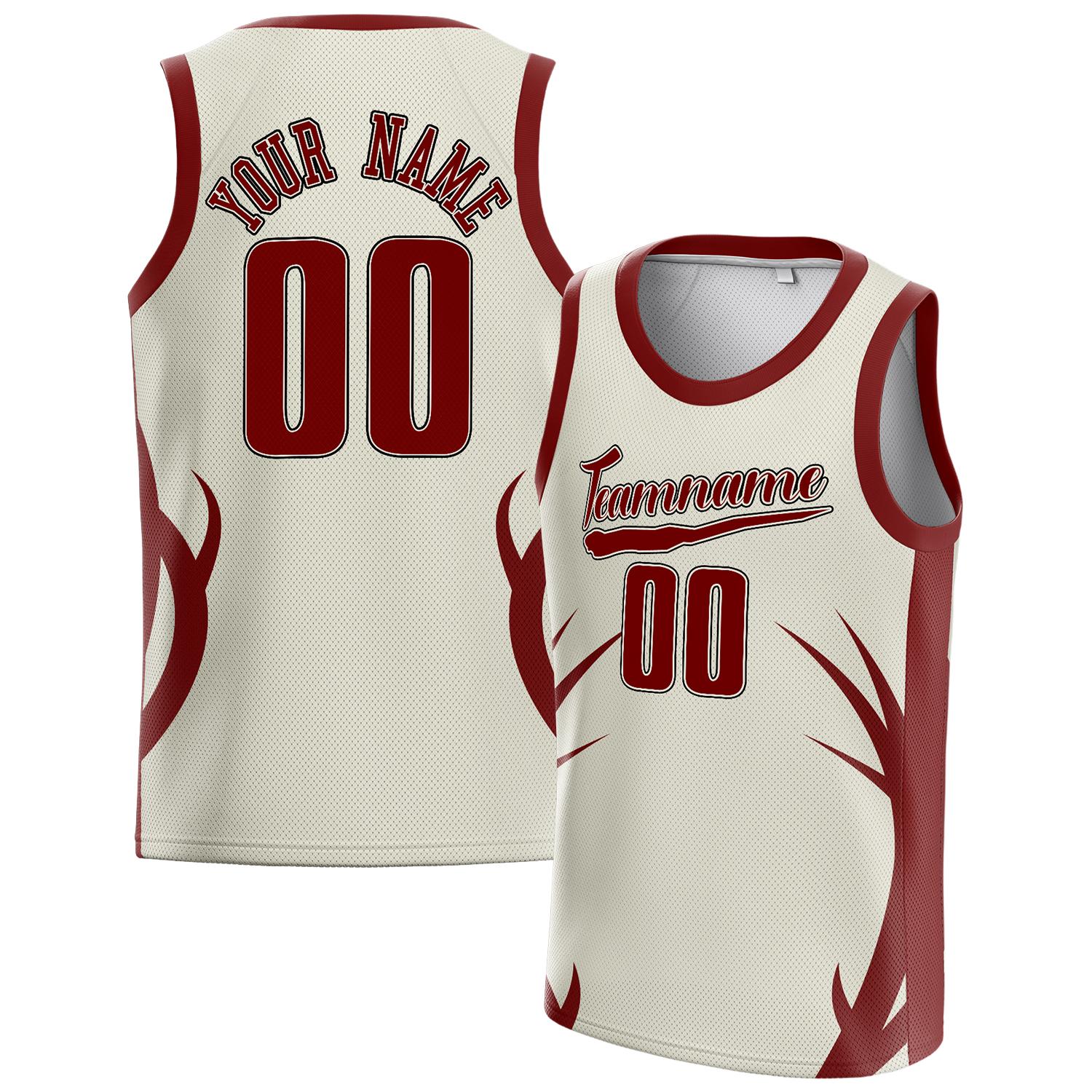 Benutzerdefiniertes Professionelles Creme Kastanienbraun Basketballtrikot BS01240808JC016