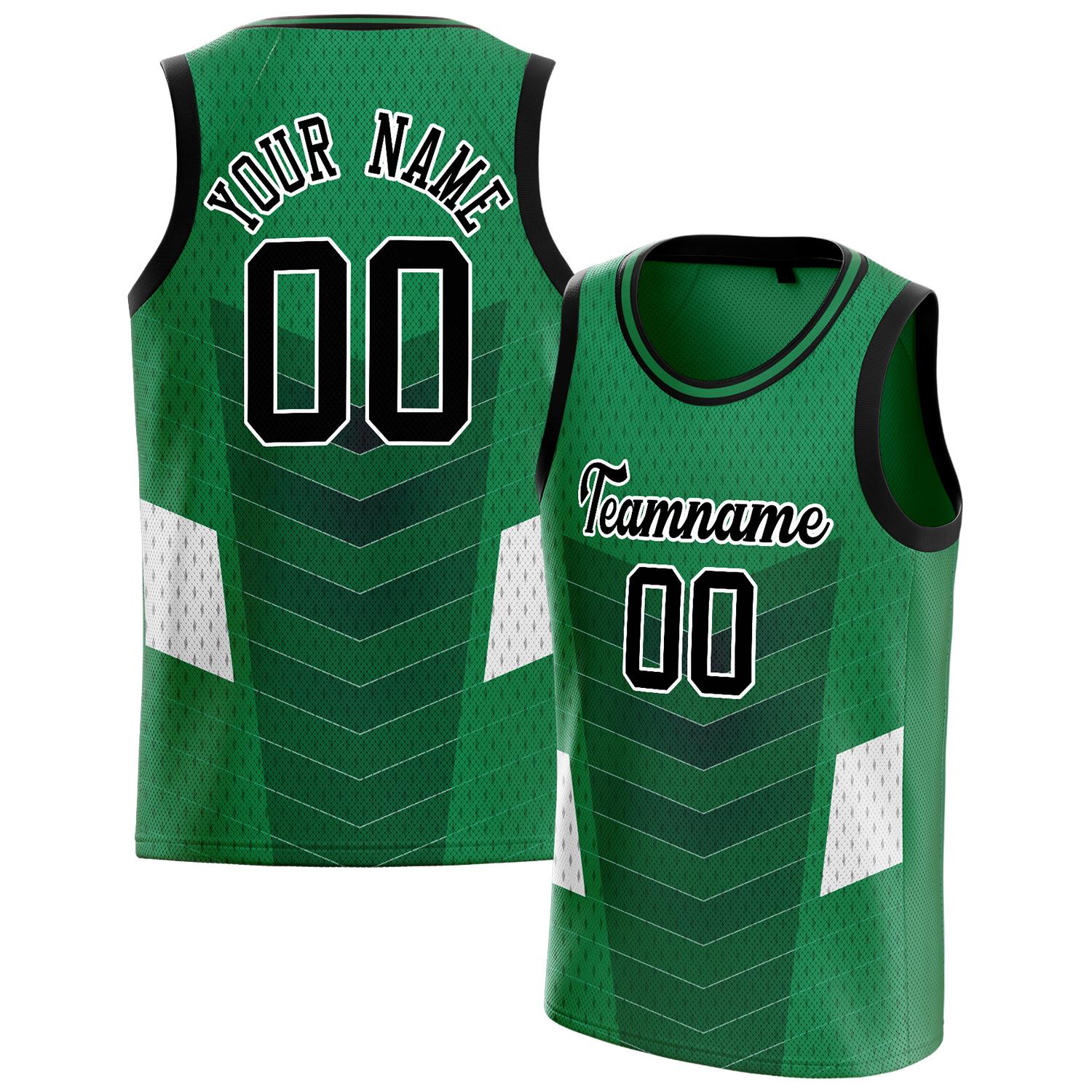 Benutzerdefiniertes Professionelles Kelly Grün Schwarz Basketballtrikot BS01240808JC019