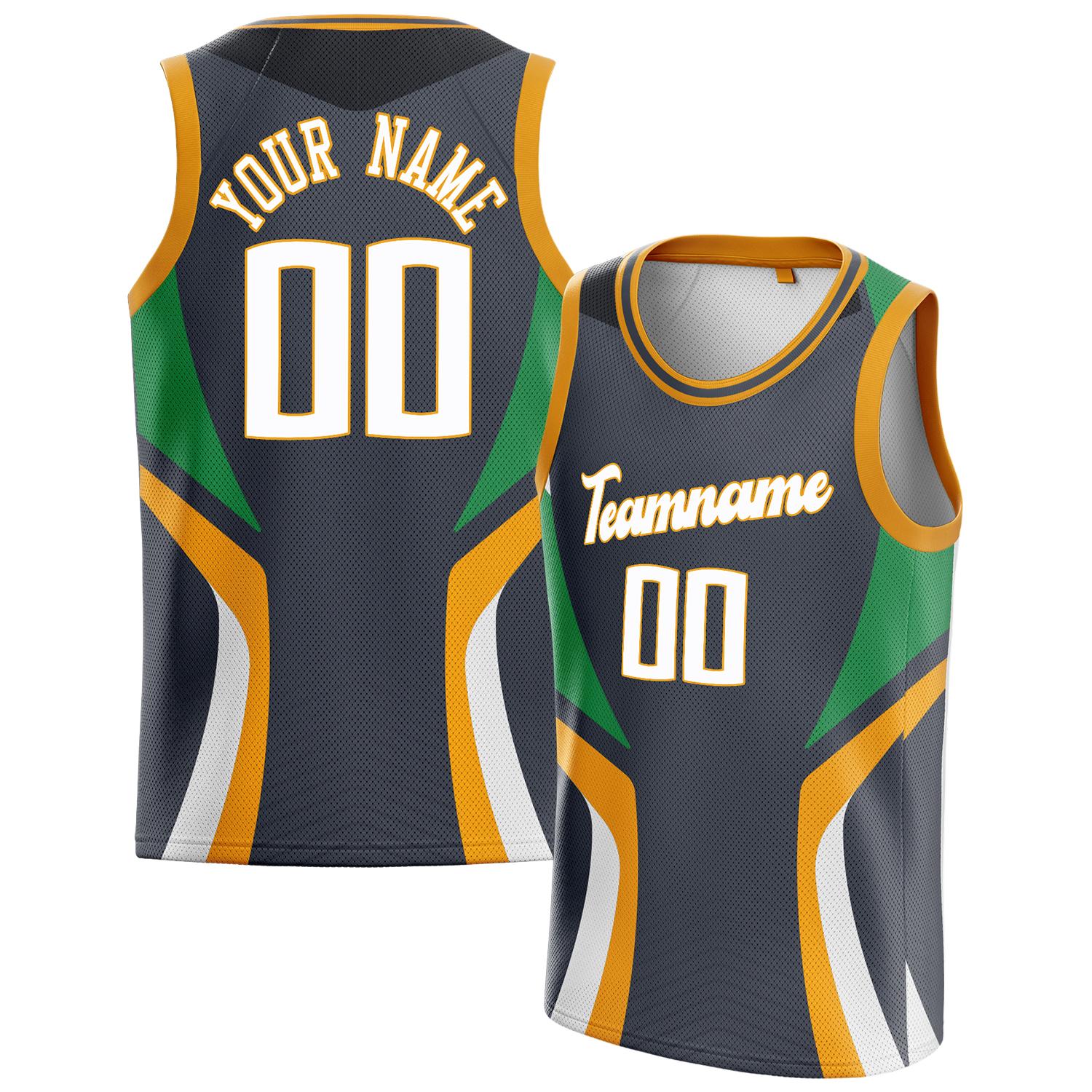 Benutzerdefiniertes Professionelles Grau Gold Basketballtrikot BS01240808JC022