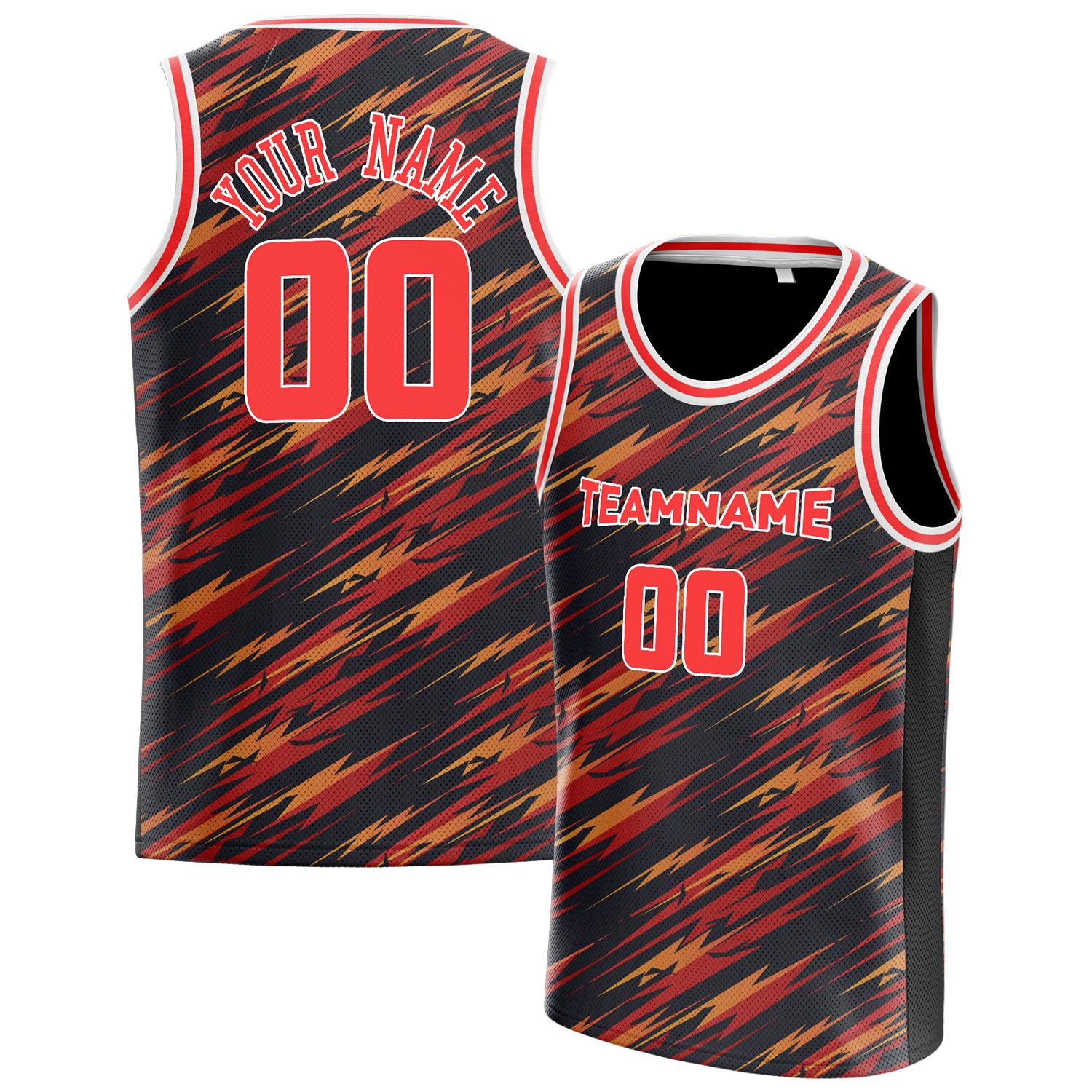 Benutzerdefiniertes Professionelles Rot Schwarz Basketballtrikot BS01240808JC024