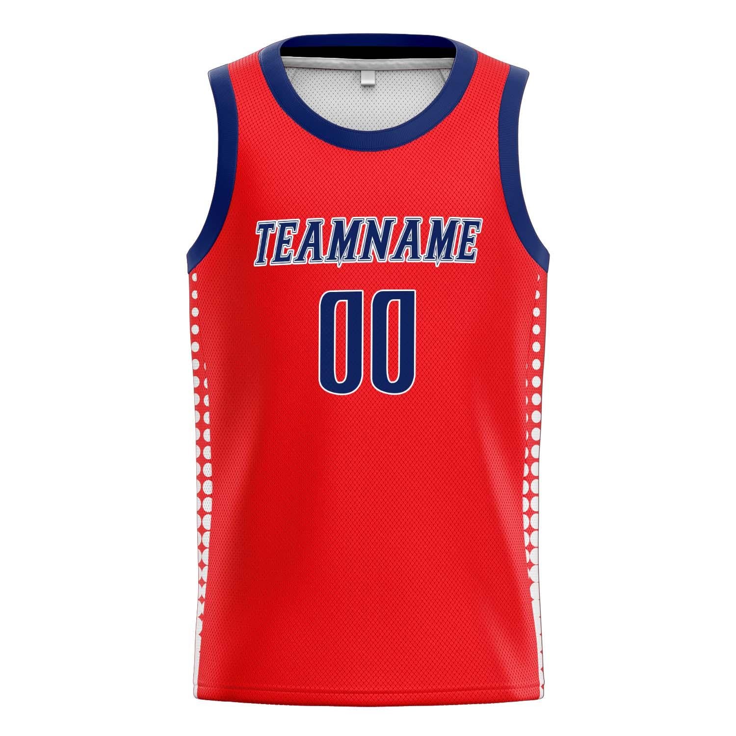 Benutzerdefiniertes Professionelles Rot Marineblau Basketballtrikot