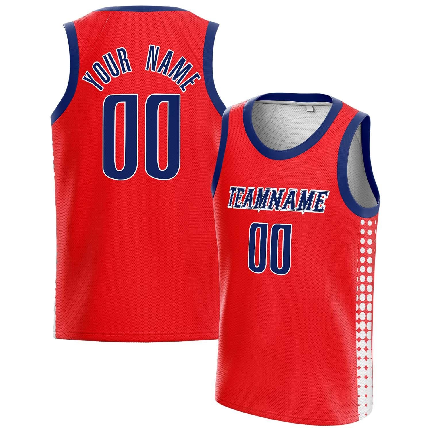 Benutzerdefiniertes Professionelles Rot Marineblau Basketballtrikot BS01240808JG027